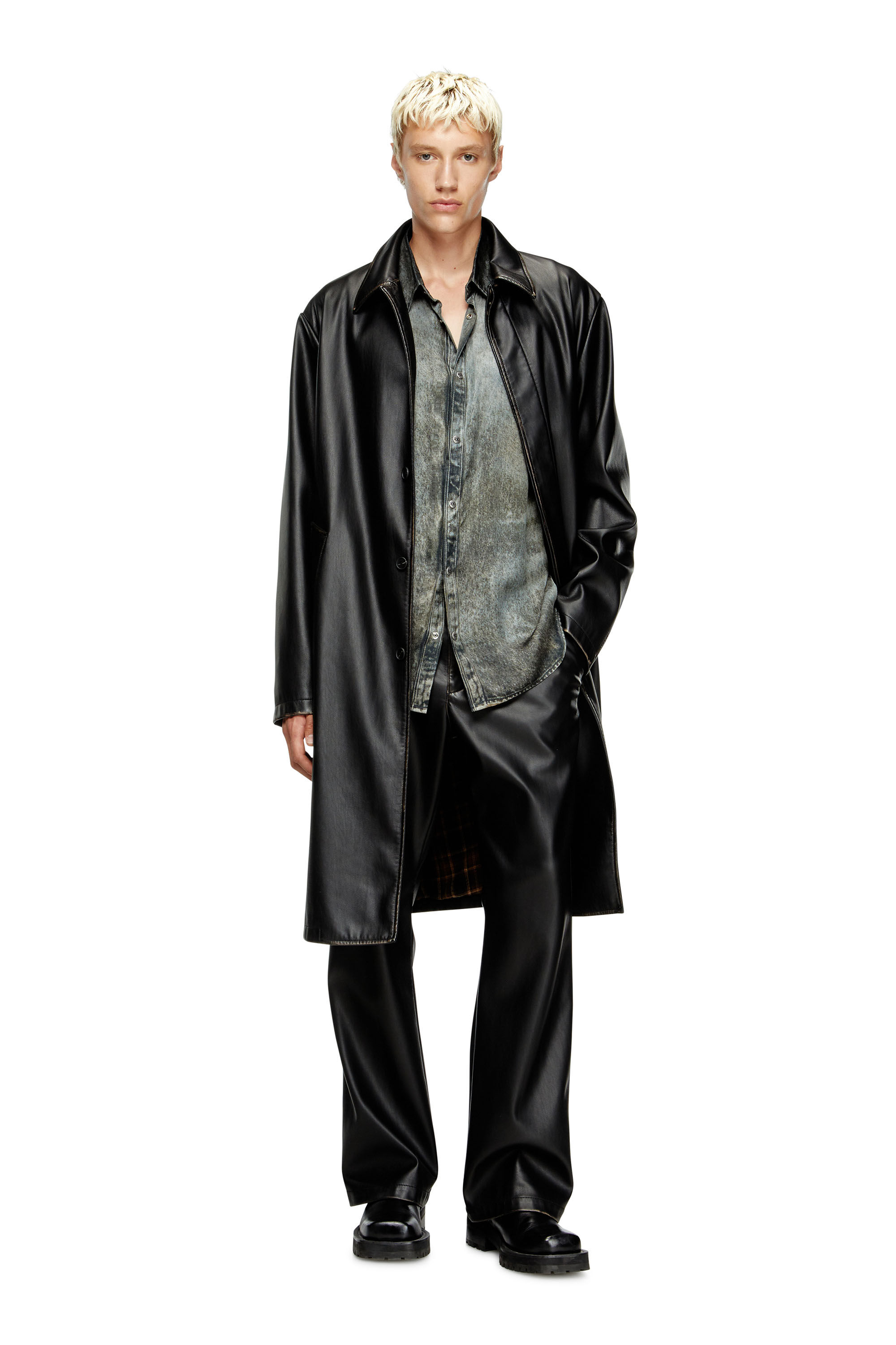 Diesel - J-RIVERS, Caban vieilli avec doublure en flanelle Homme in Noir - 1
