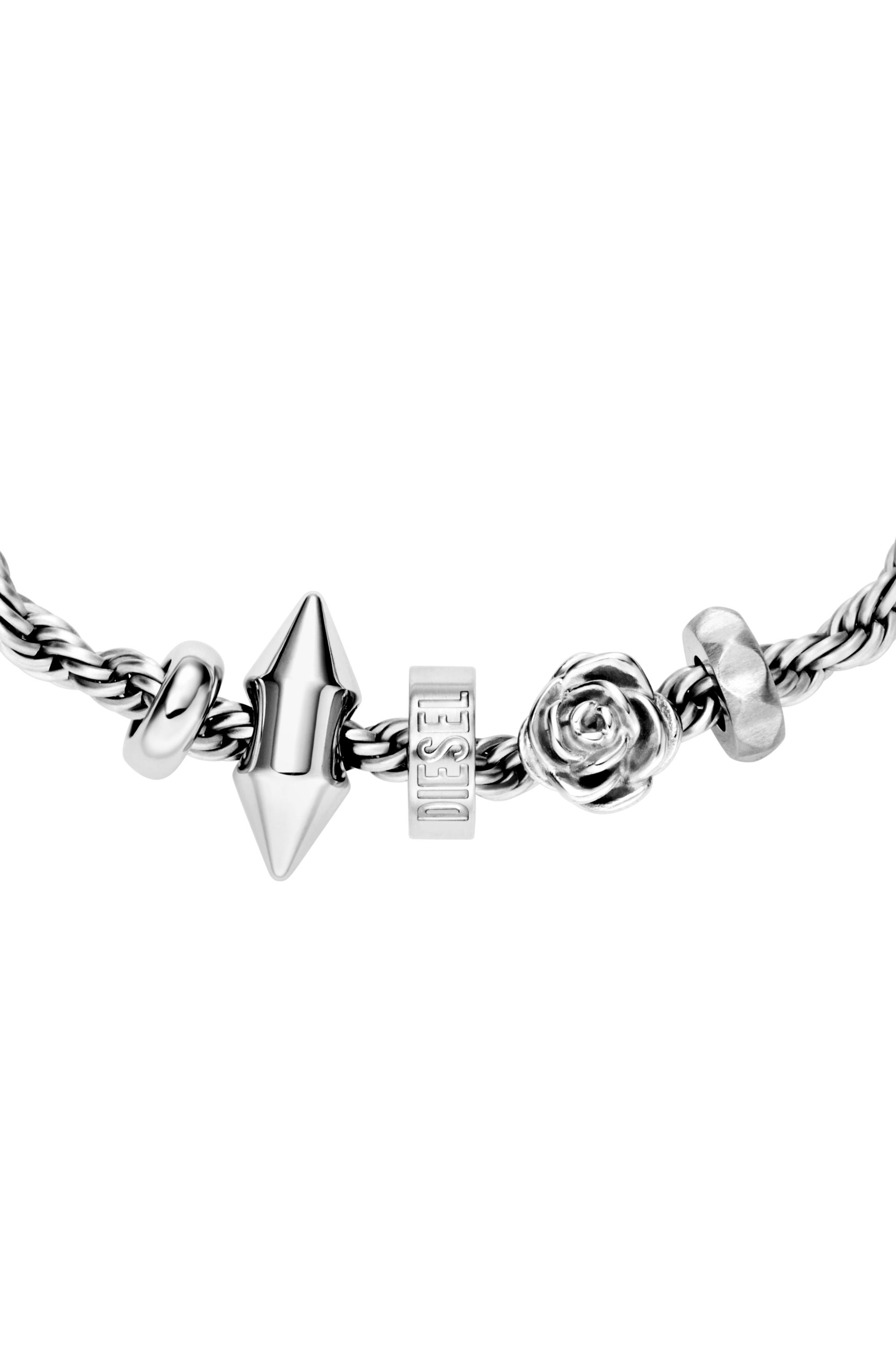 Diesel - DX1622040 JEWELLERY, Bracelet à breloques en acier inoxydable Mixte in Gris argenté - 4