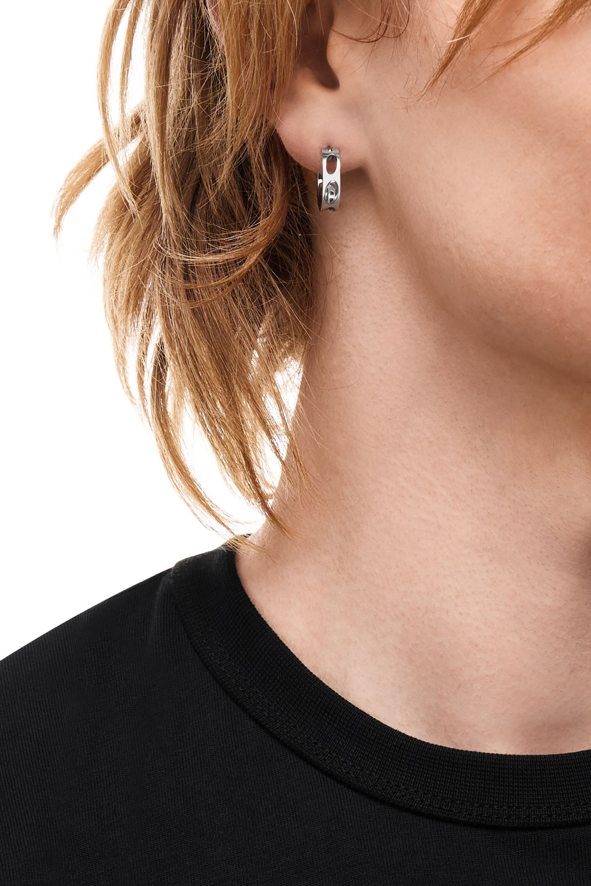 Diesel - DX166440 JEWELLERY, Boucle d'oreille cr&eacute;ole en acier inoxydable Mixte in Gris argent&eacute; - 4
