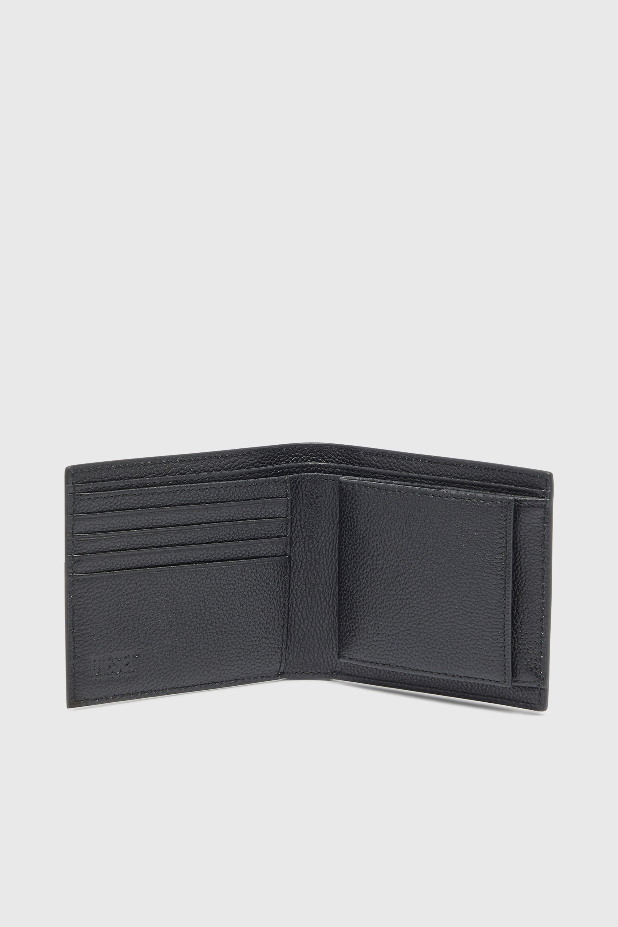 Diesel - 1DR 2.0 BI-FOLD COIN 3D, Portefeuille &agrave; deux volets en cuir grain&eacute; Homme in Noir - 3