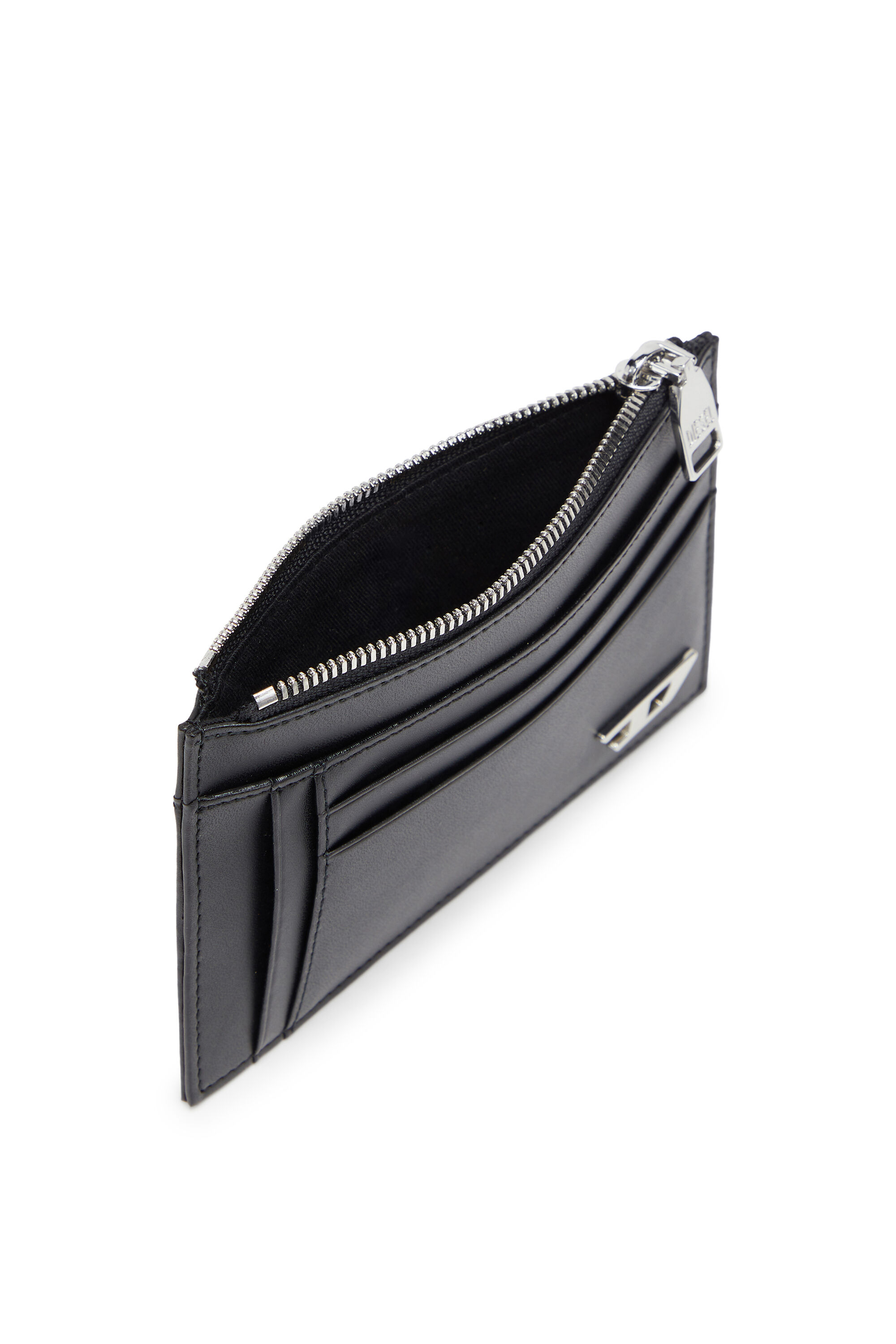 Diesel - D-LOGO 2.0 CARD CASE VI, Porte-cartes en cuir avec poche zipp&eacute;e Homme in Noir - 3