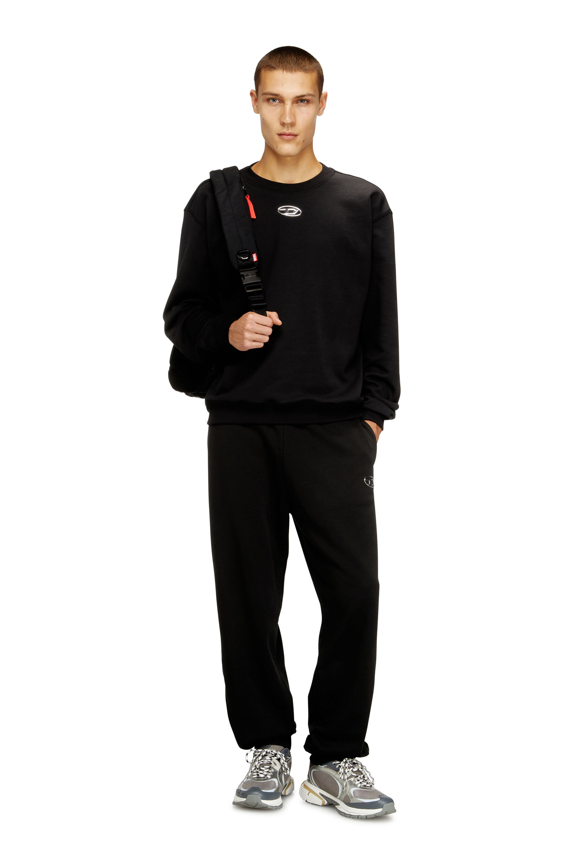 Diesel - S-NORM-IOD, Pull régulier avec Oval D métallique Homme in Noir - 1