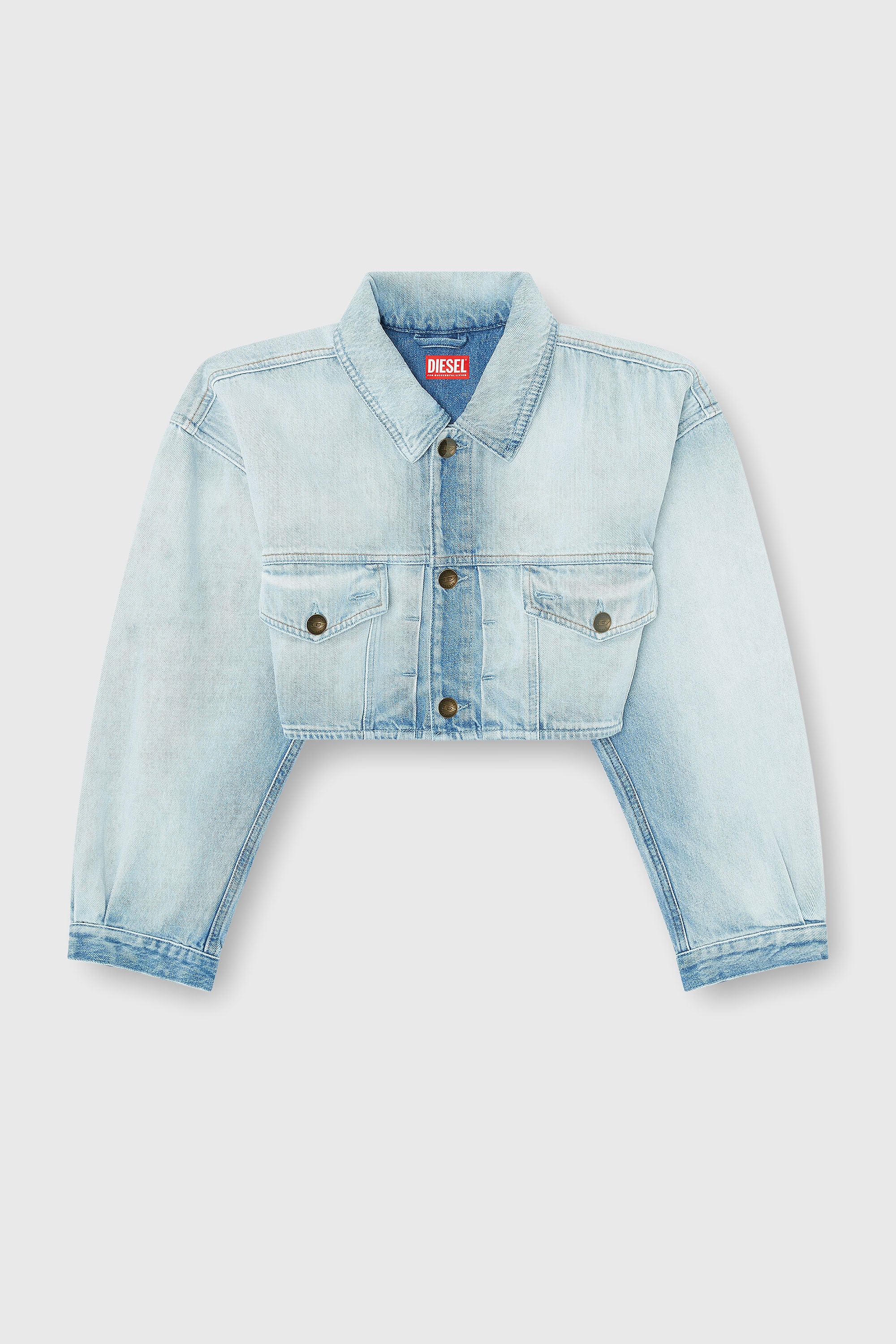 Diesel - DE-MALLEY-S, Veste trucker courte et oversize Femme in Bleu - 2