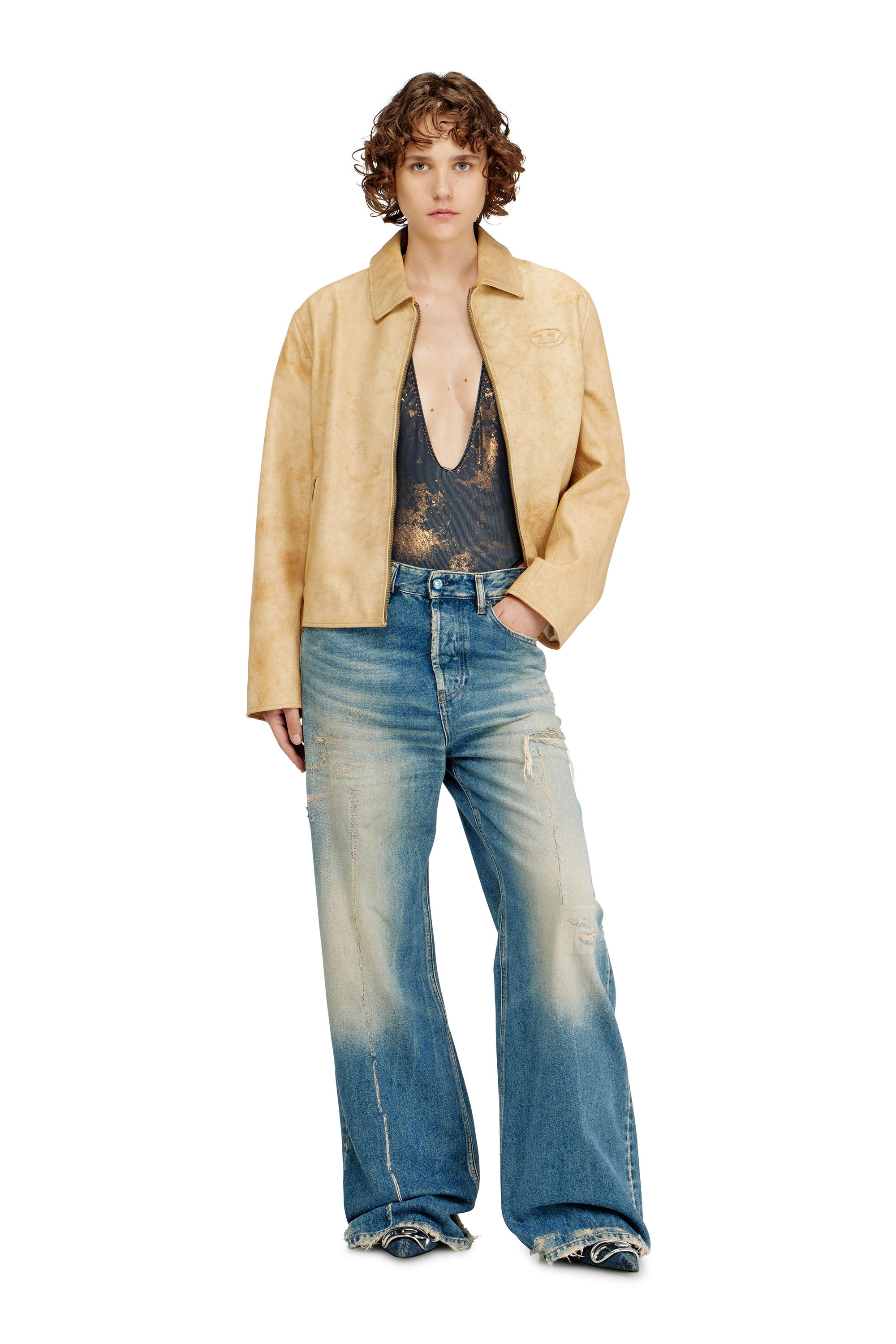 Diesel - AUDREY-UTLT, Maillot de bain &agrave; finition m&eacute;tallis&eacute;e Femme in Gris - 5