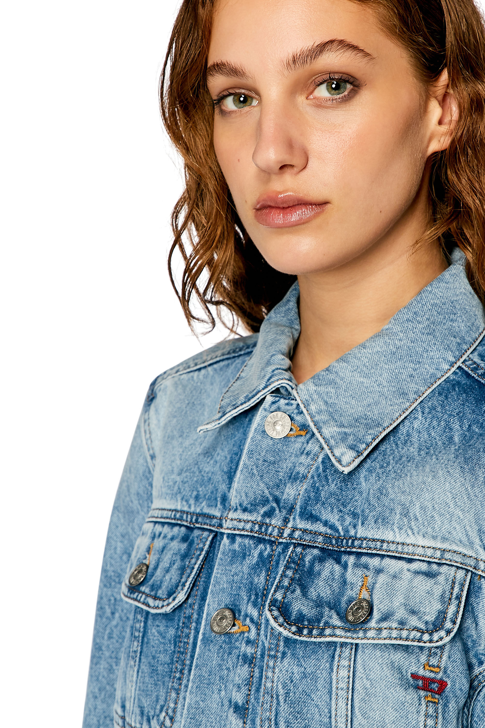 Diesel - DE-BONNY, Veste trucker en denim Femme in Bleu - 3