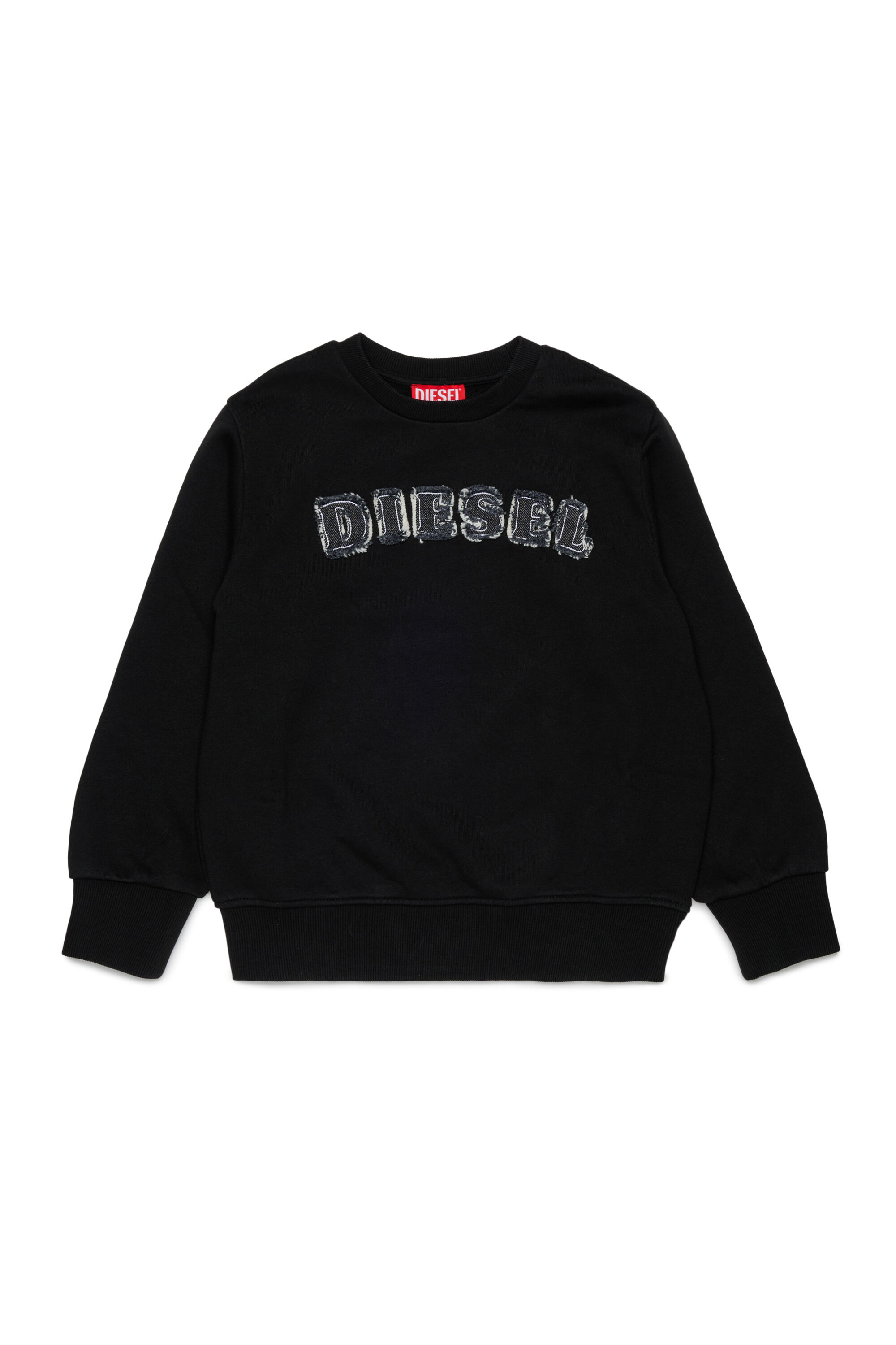Diesel - SJEANS OVER, Sweatshirt avec lettres de logo effiloch&eacute;es Homme in Noir - 1