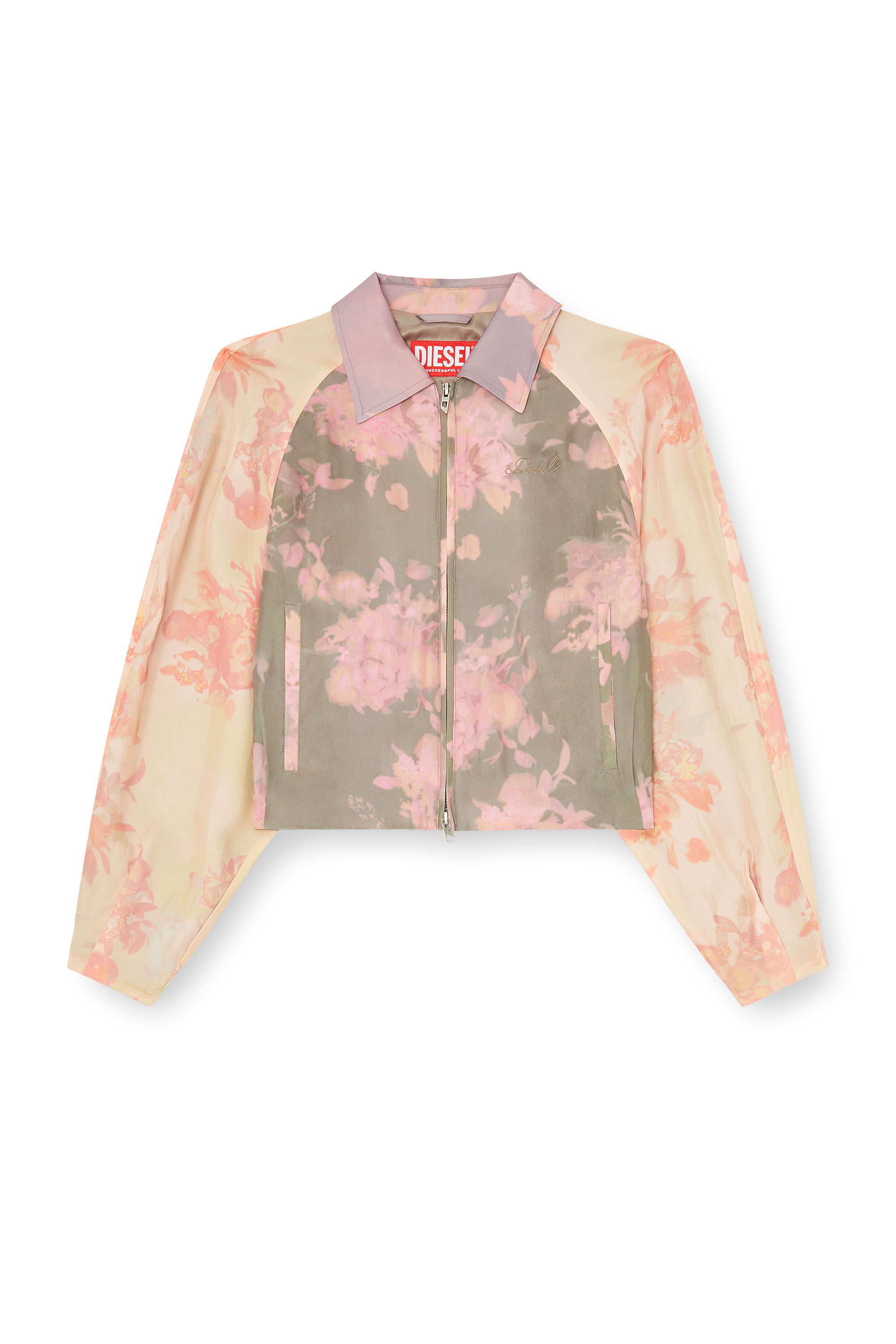 Diesel - G-ALENA, Blouson bomber fleuri en ac&eacute;tate froiss&eacute; Femme in ToBeDefined - 5