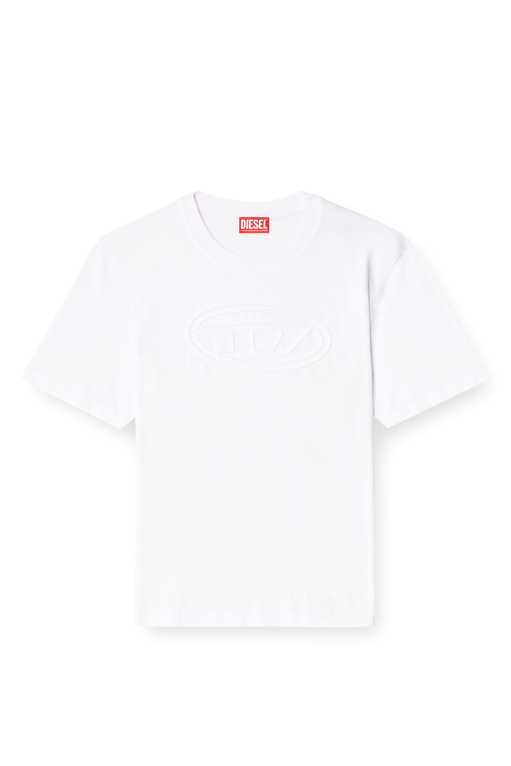 Diesel - T-ADJUST-BIGOVAL, T-shirt avec Oval D embossé Homme in Blanc - 2