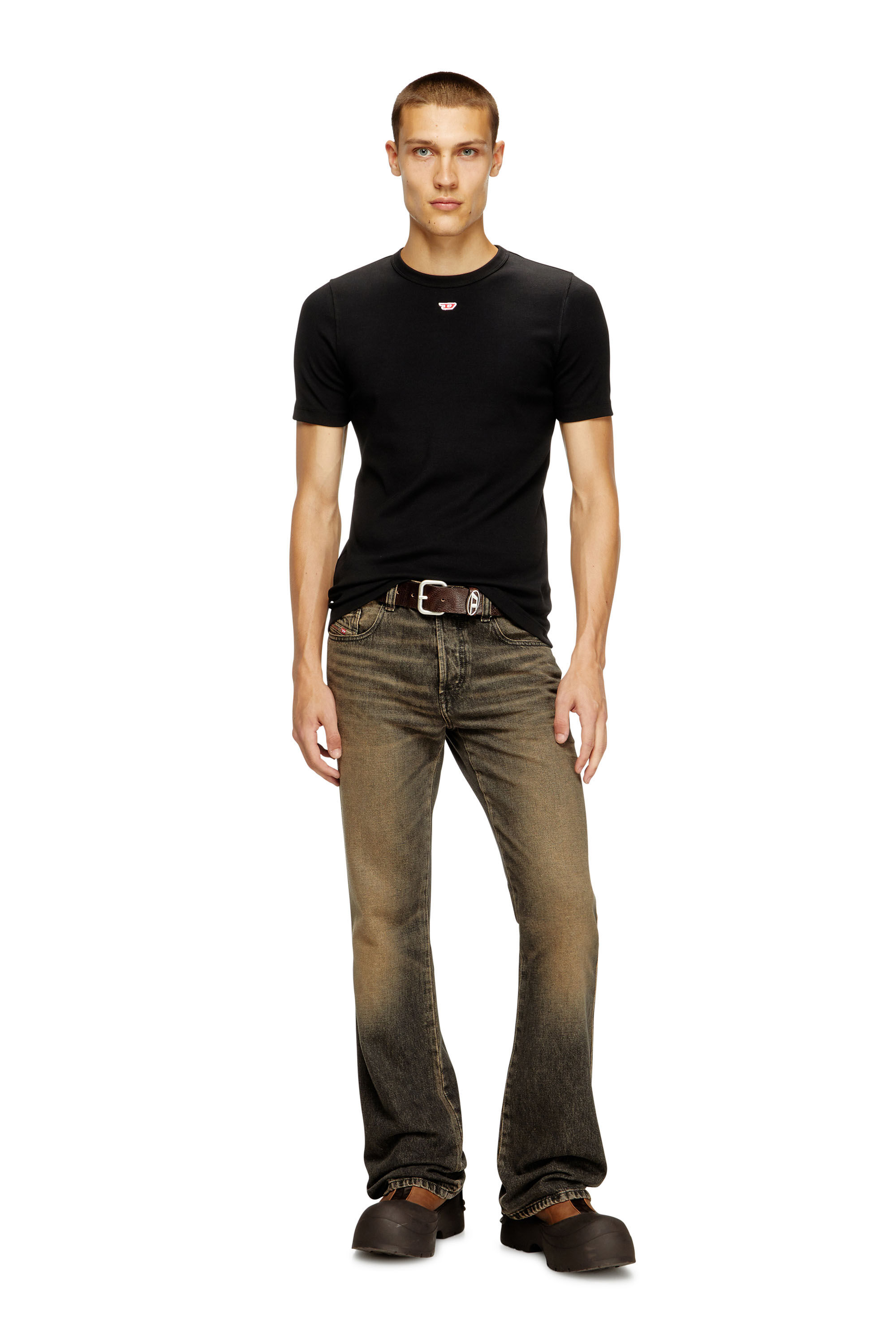 Diesel - D-RIBBER-N, T-shirt avec empiècement D Homme in Noir - 1