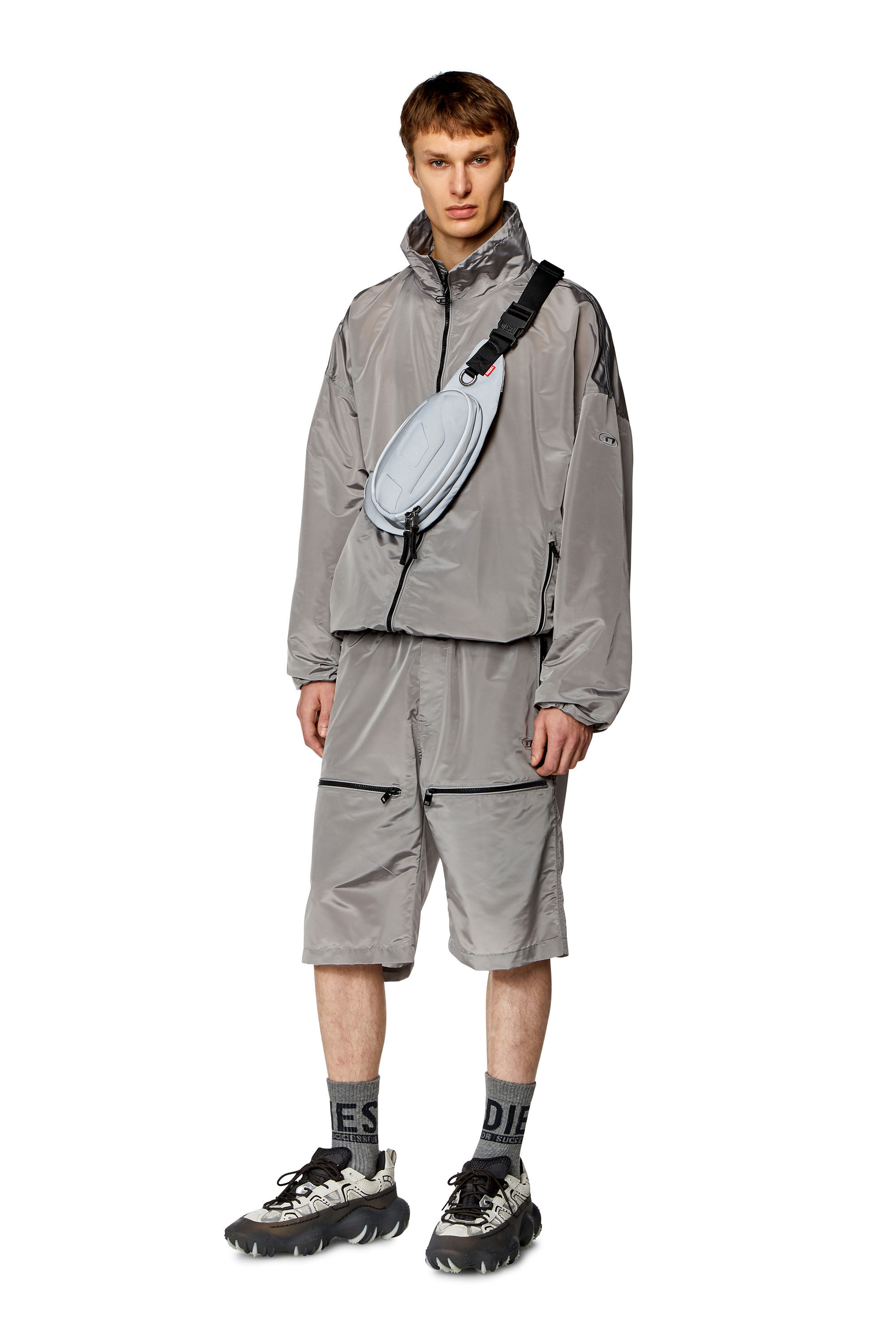 Diesel - P-MCKELL-SHORT, Man Cargo shorts in ciré nylon in Grey - Image 1