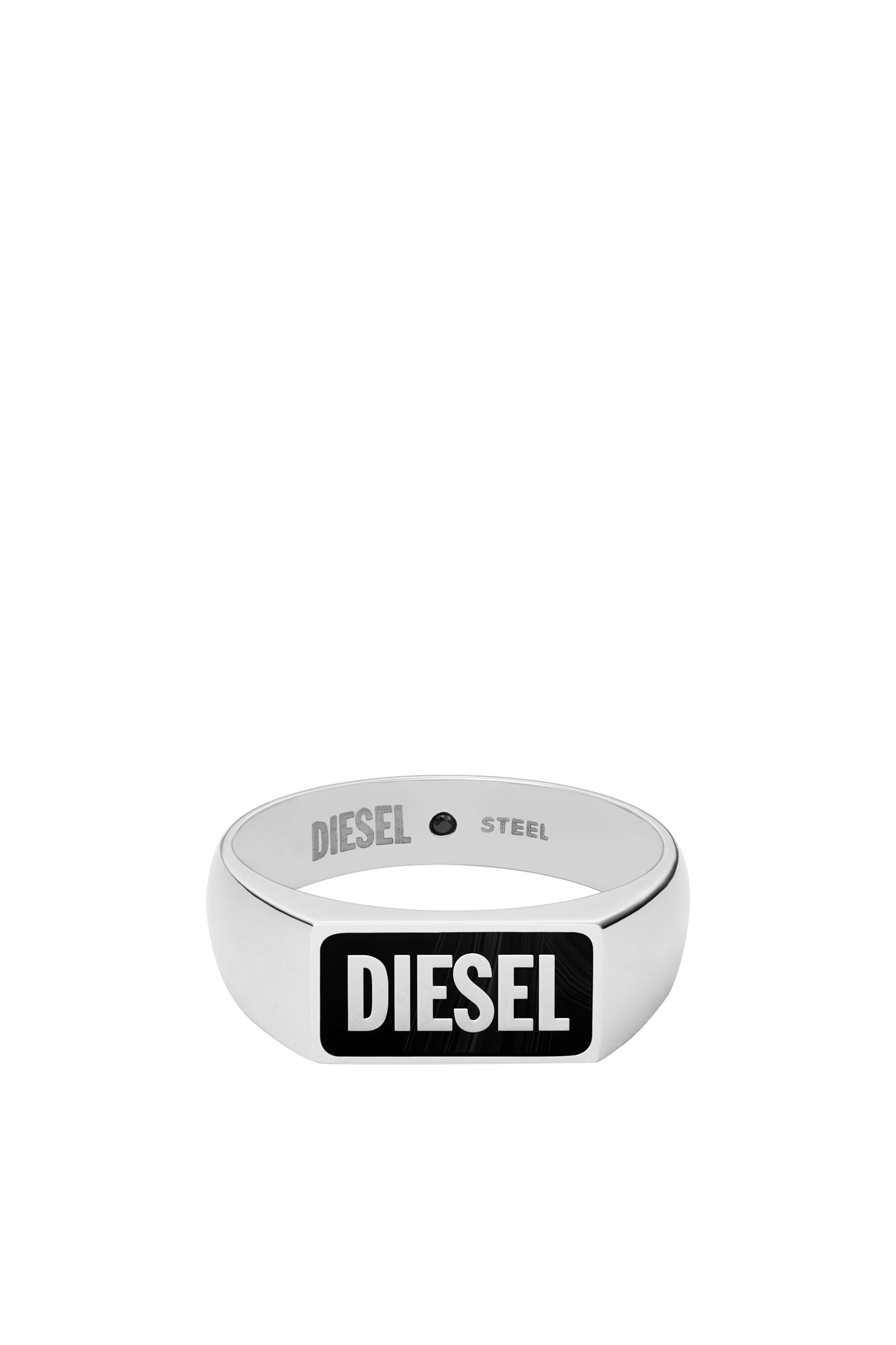 Diesel - DX1512, Homme Chevalière avec agate noire in Gris argenté - Image 2