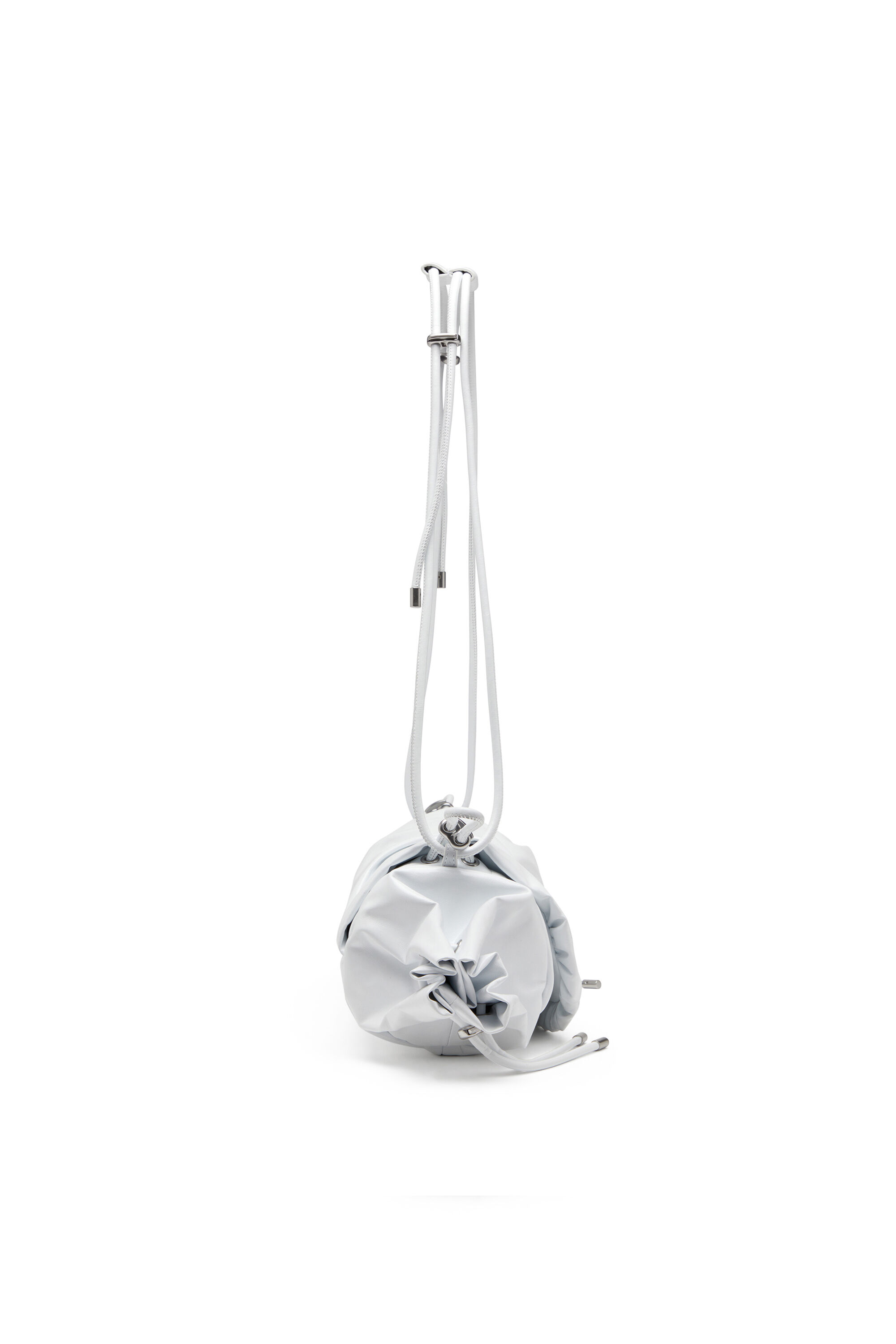 Diesel - SCRUNCH-D SHOULDER M, Scrunch-D M-Sac à bandoulière en cuir brillant Femme in Blanc - 4