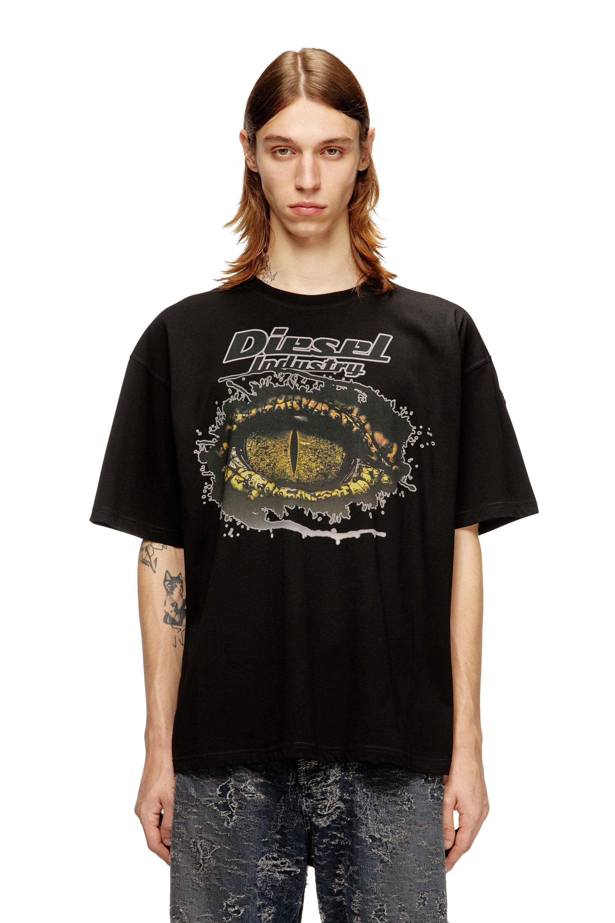 Diesel - T-BOXT-T25, T-shirt en coton avec impression numérique Homme in Noir - 3