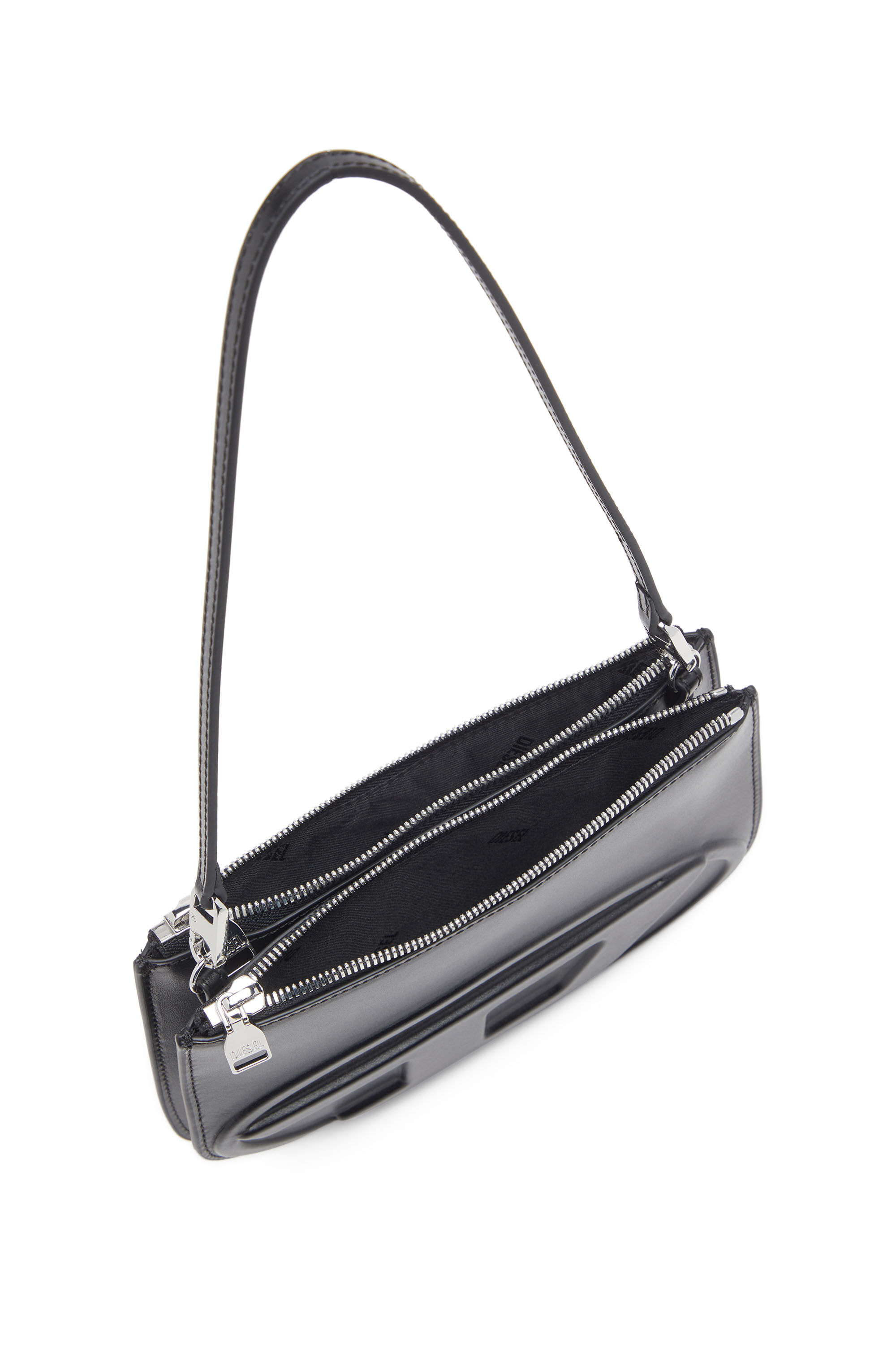 Diesel - 1DR TWIN, 1DR Twin-Sac épaule à deux pochettes en cuir imprimé Femme in Noir - 5