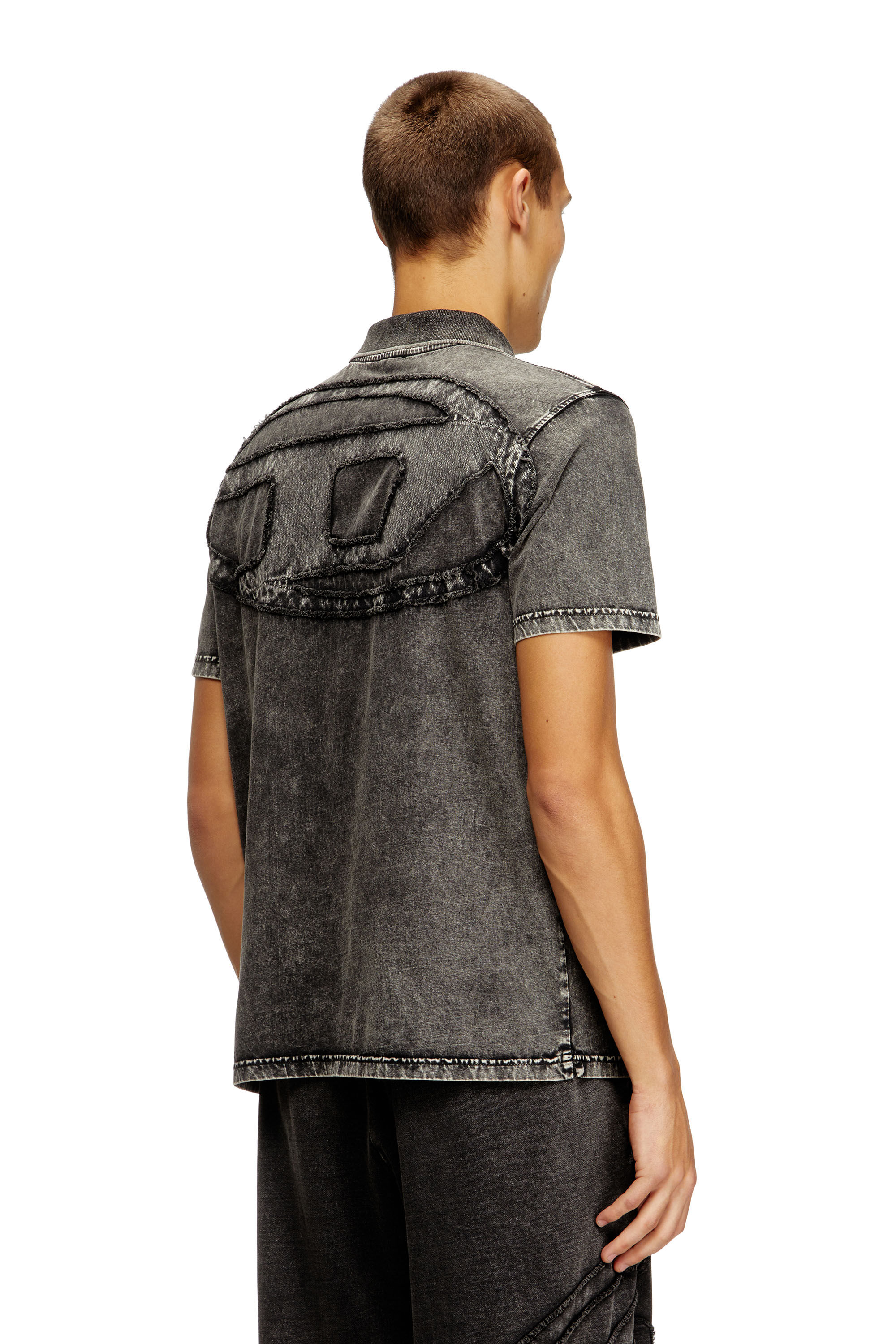 Diesel - T-REJUST-NC-DEN, Polo en jersey effet denim Homme in Gris - 4