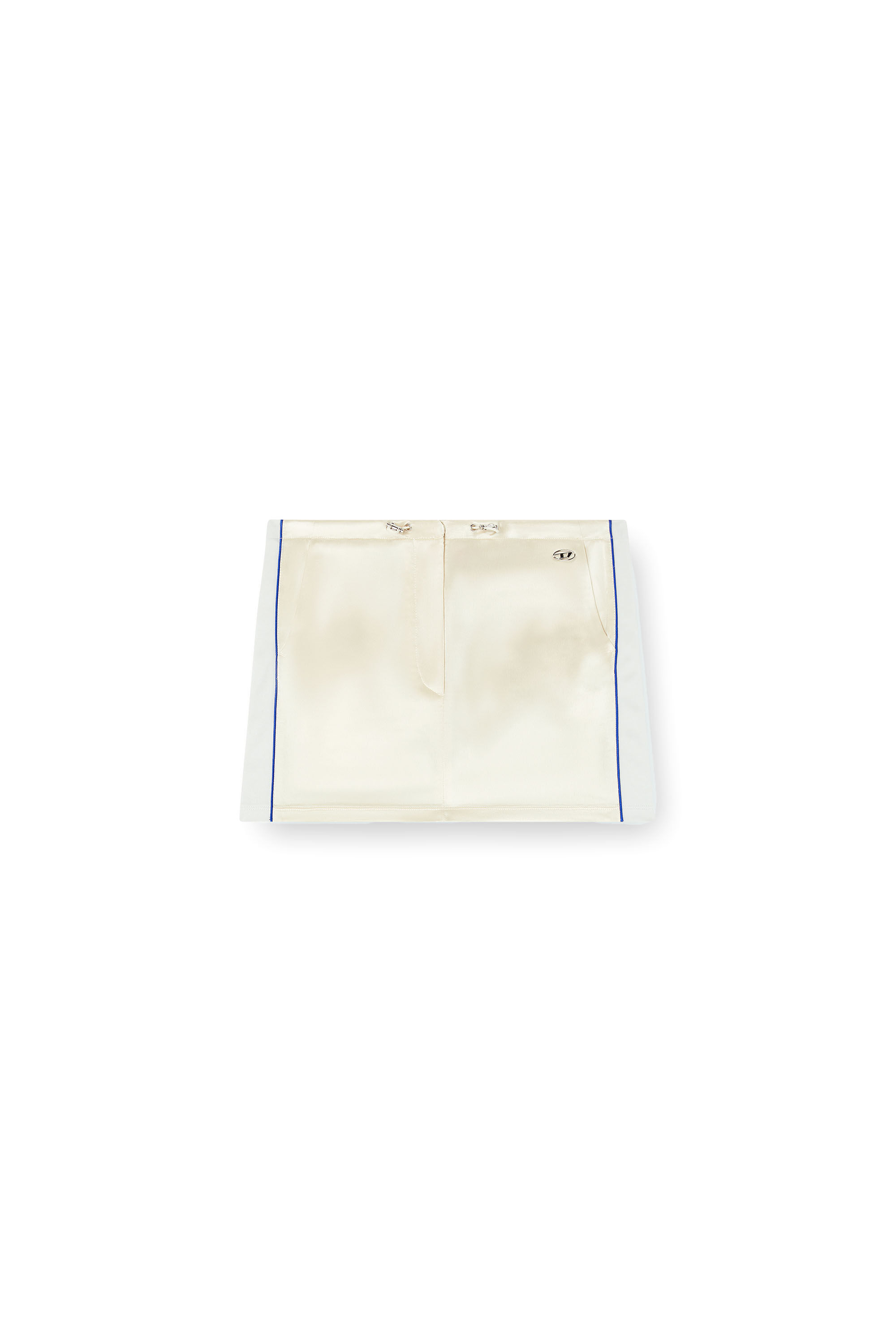 Diesel - O-DETTE, Mini-jupe en tricot et satin avec passepoil Femme in Blanc - 2