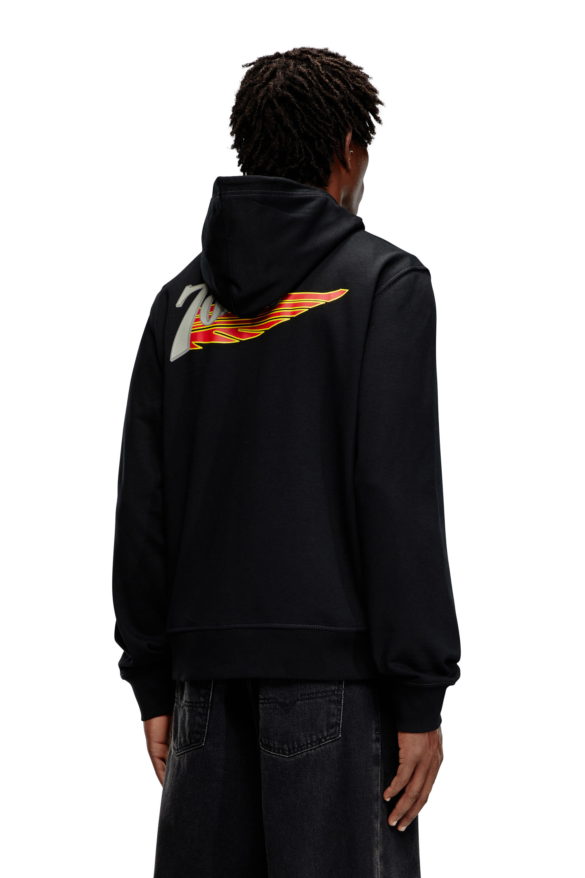 Diesel - S-GINN-HOOD-ZIP-K12, Sweat-shirt à capuche zippé avec graphismes universitaires Homme in Noir - 4