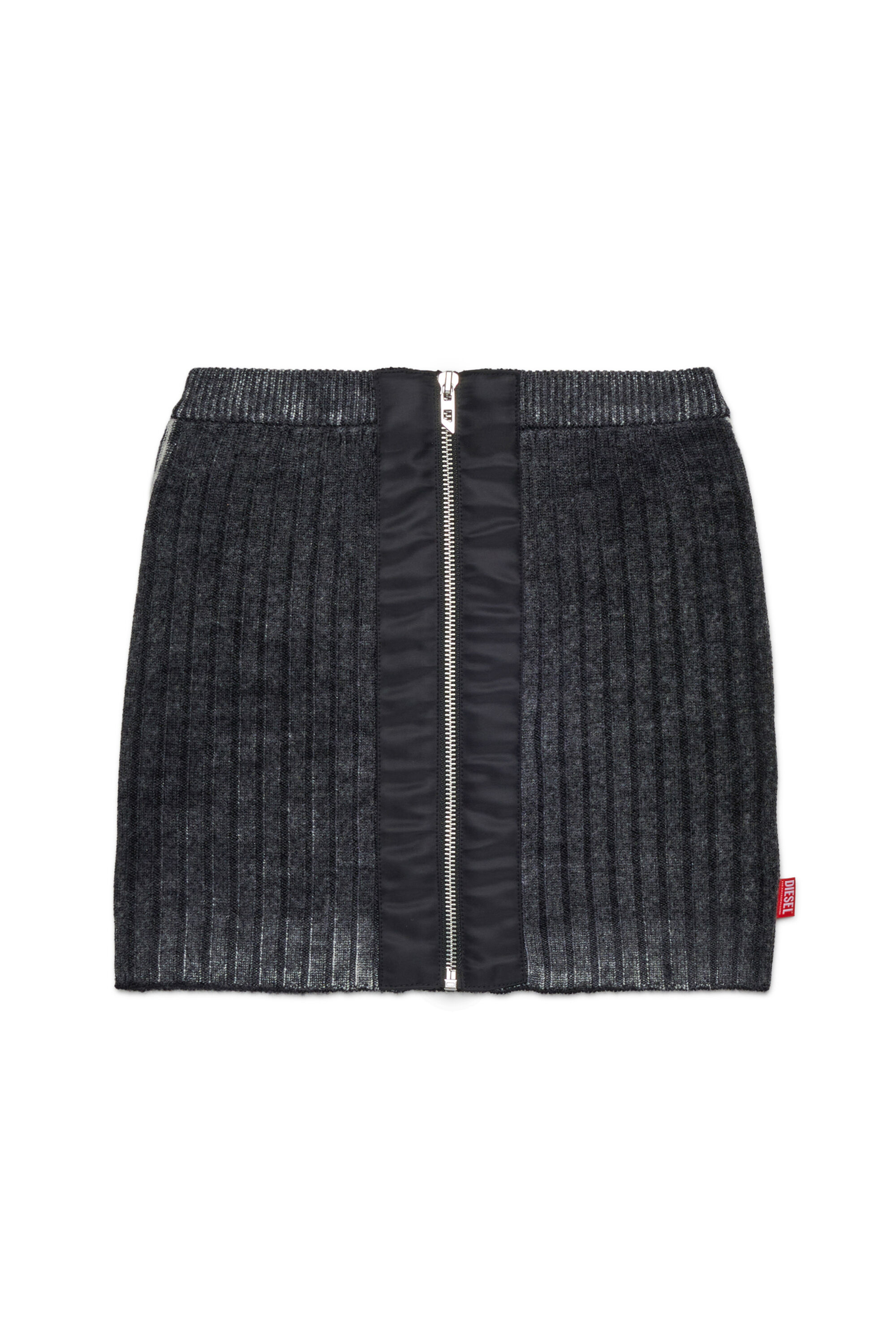 Diesel - GMASI, Jupe en laine avec fermeture éclair centrale Femme in Noir - 1