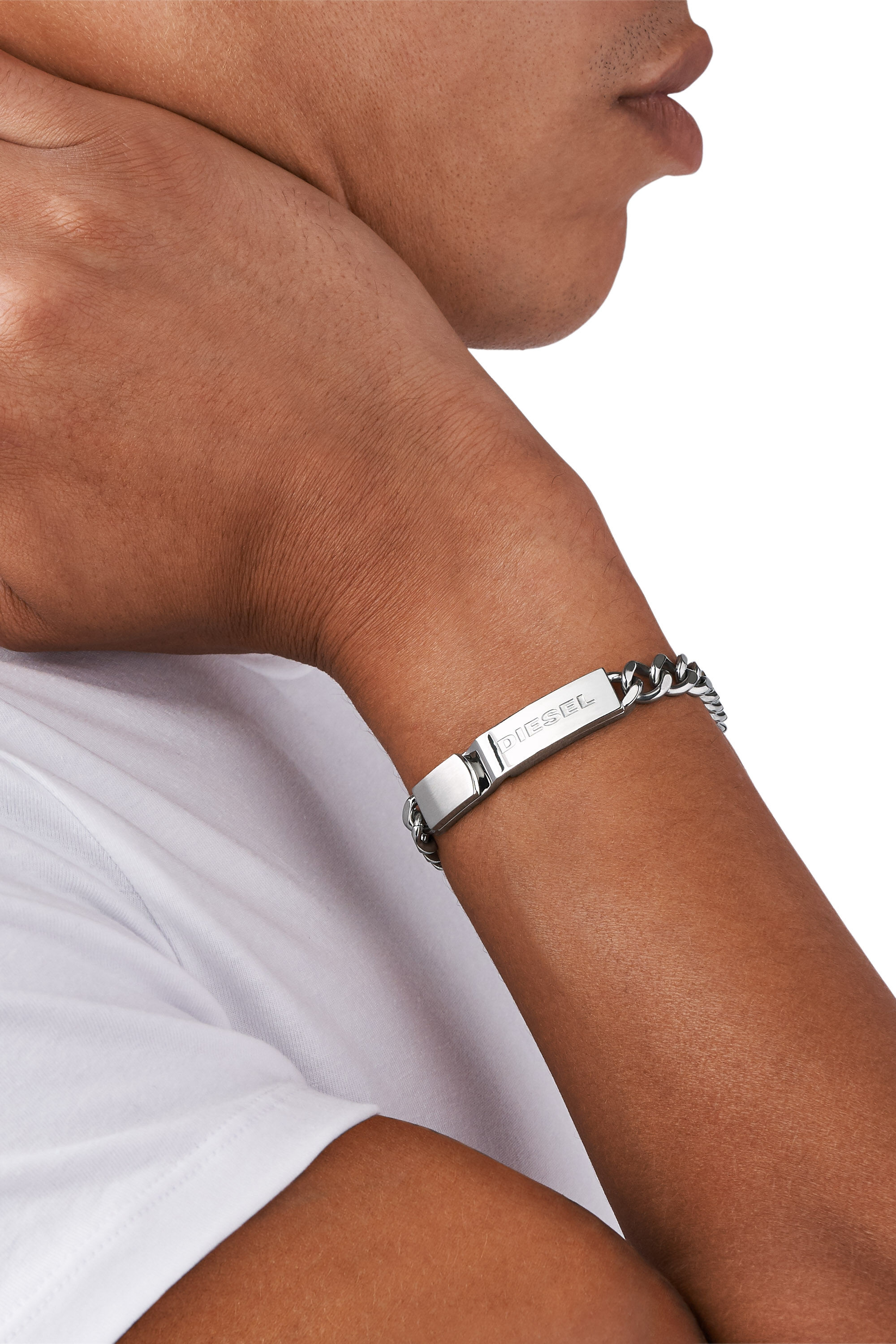 Diesel - DX0966, Bracelet avec plaque Homme in Gris argenté - 3
