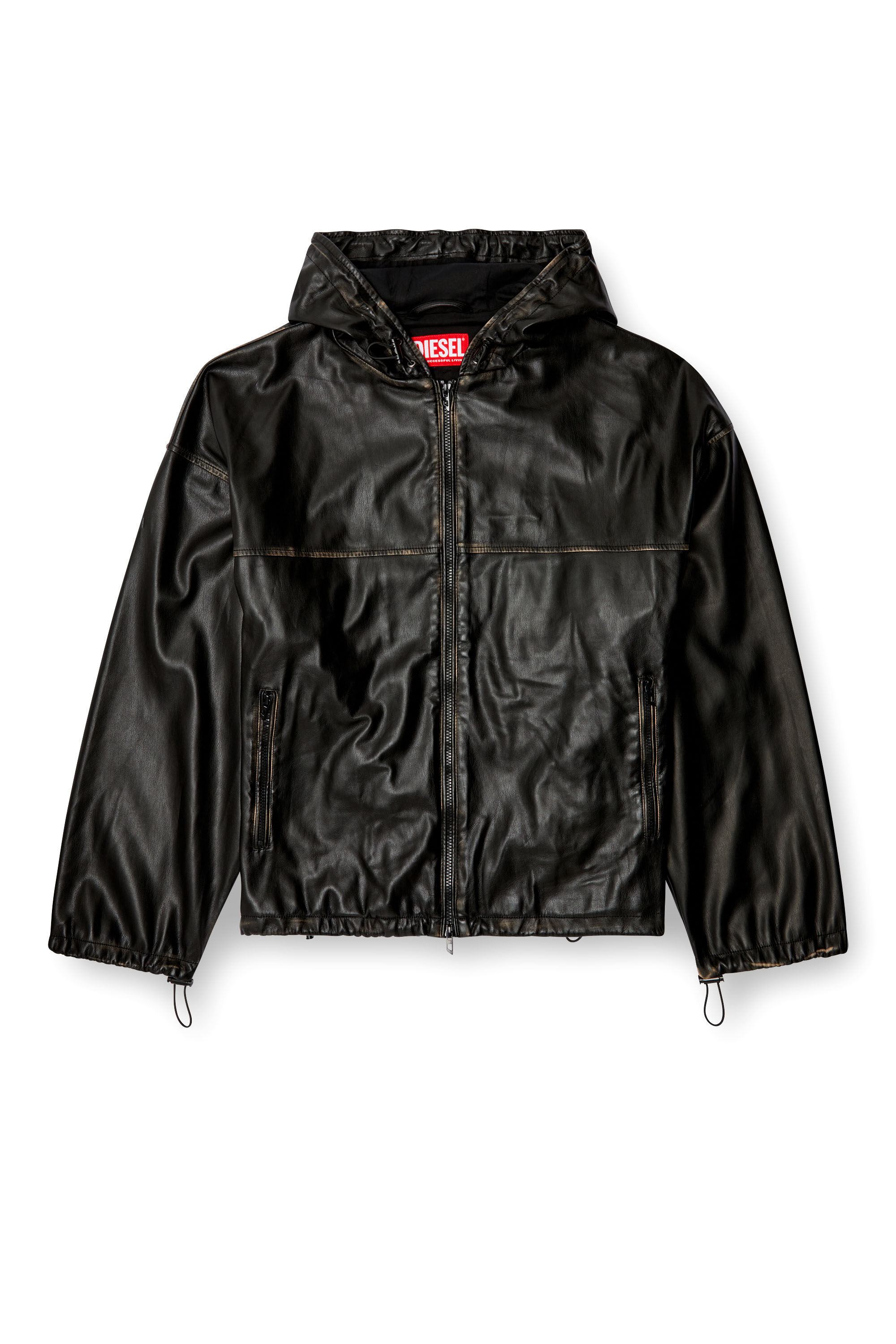 Diesel - J-ANTIL, Veste à capuche effet vieilli Mixte in Noir - 2