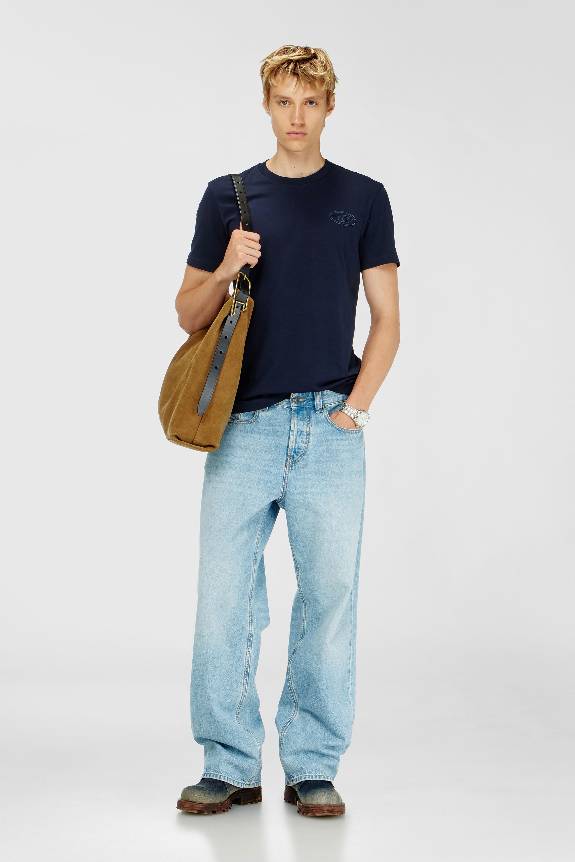 Diesel - T-DIEGO-T92, T-shirt en coton avec logo Oval D Homme in Bleu - 1