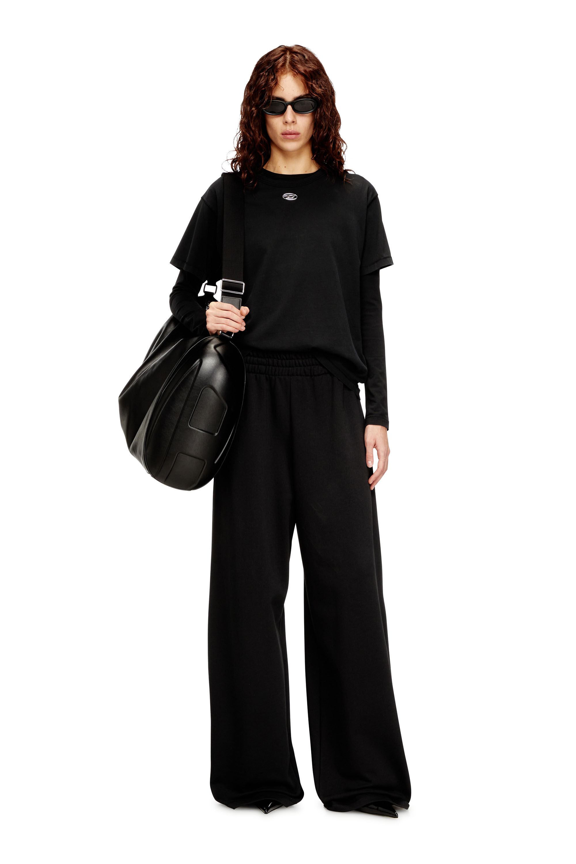 Diesel - P-ZENIA-OD, Pantalon de surv&ecirc;tement ample avec taille &eacute;lastique Femme in Noir - 1