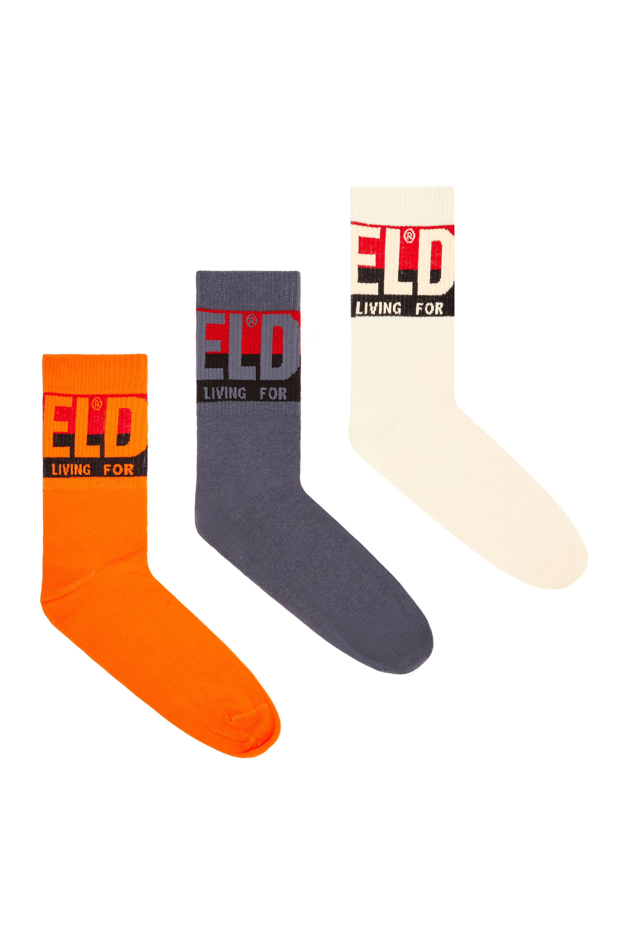 Diesel - SKM-RAY-THREEPACK, Lot de 3 chaussettes avec revers à logo Homme in Polychrome - 1