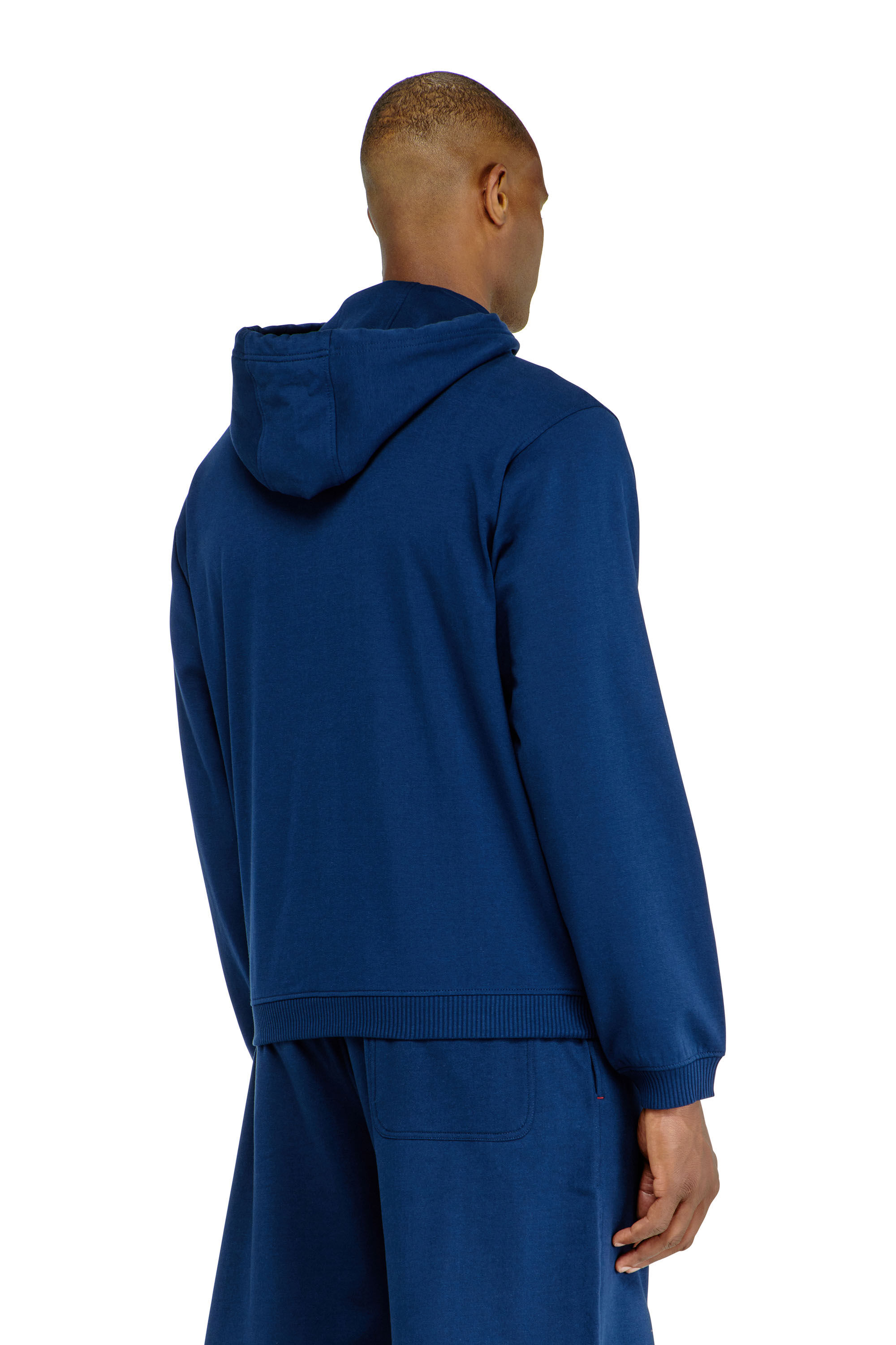 Diesel - JOY-D-CORE, Sweat &agrave; capuche en m&eacute;lange de coton gratt&eacute; Homme in Bleu - 3