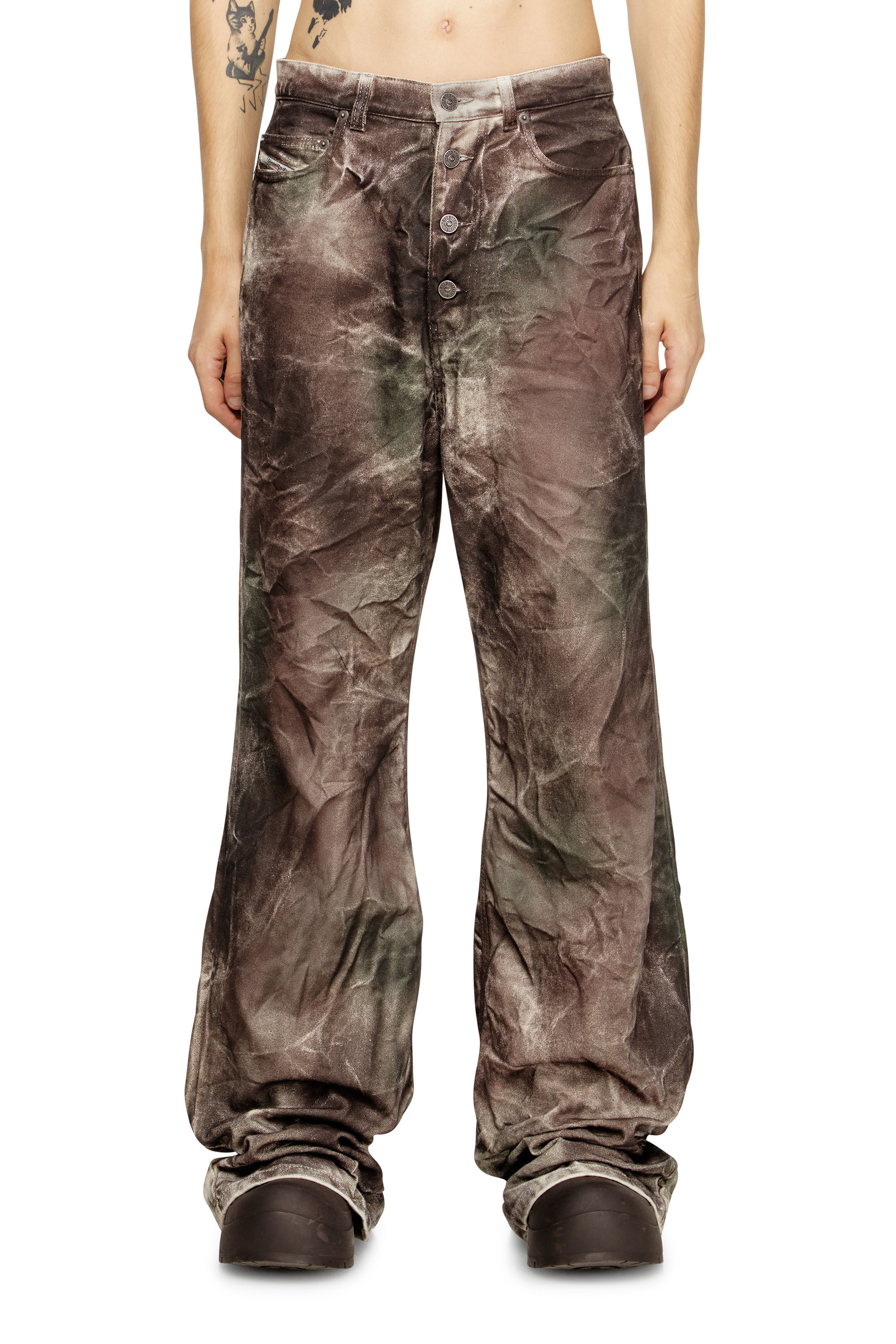 Diesel - P-THUG-PANT, Pantalon en toile camouflage froissée Mixte in Polychrome - 3