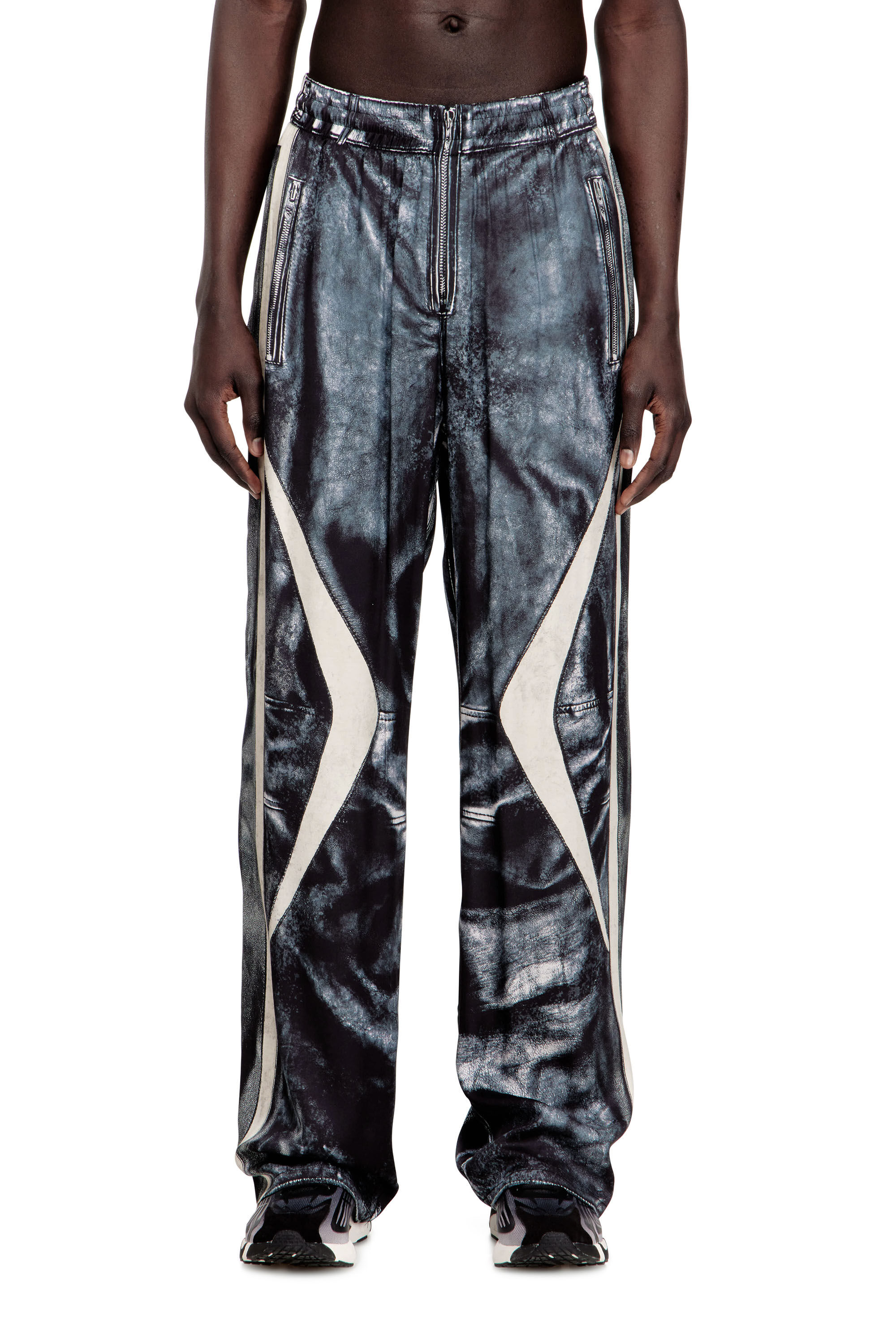 Diesel - P-THECK-BMCZ, Pantalon de jogging en satin trompe-l'&oelig;il motard Homme in ToBeDefined - 2