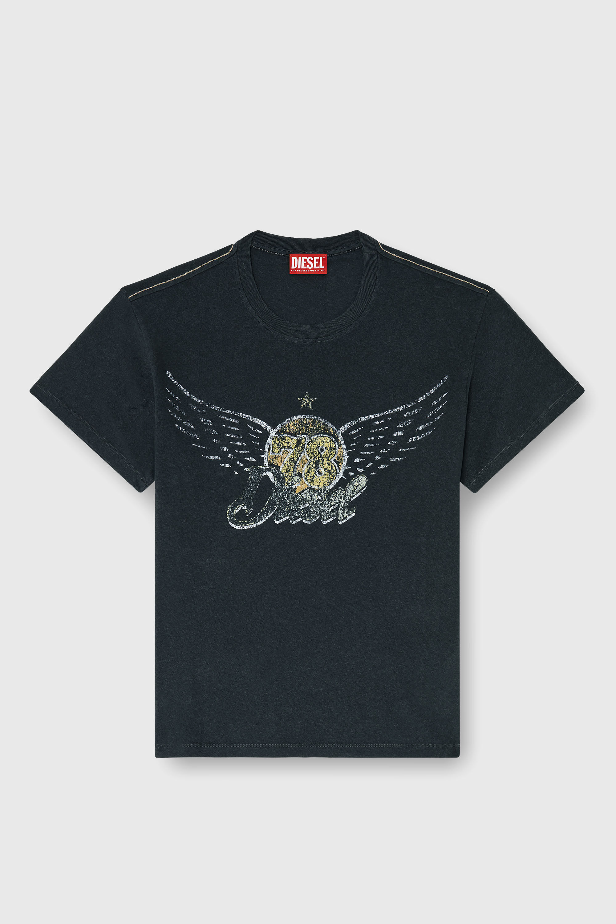 Diesel - T-GERIO-A, T-shirt en coton-chanvre avec motif concert Homme in Noir - 2