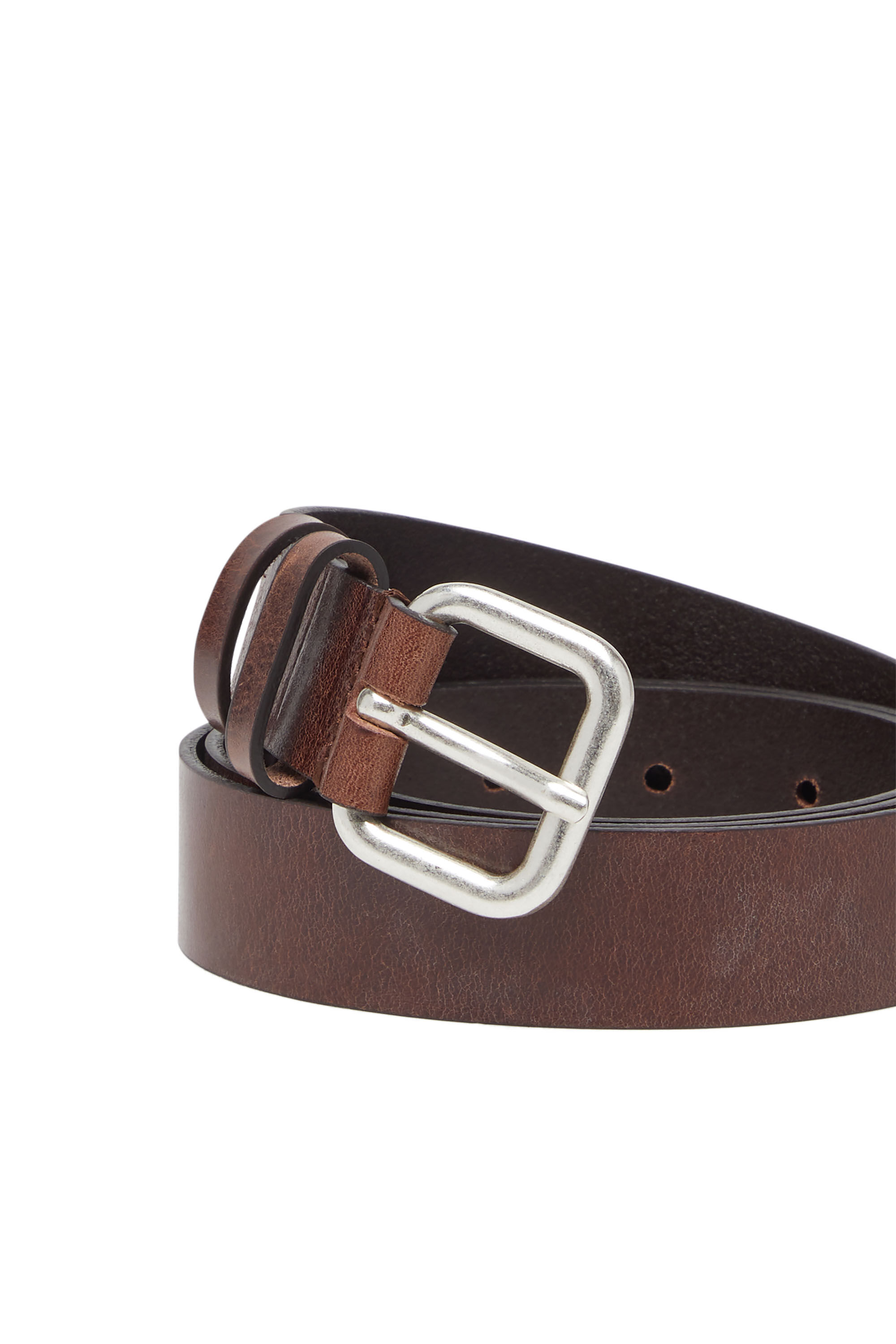 Diesel - B-INLAY, Ceinture 2.9 cm en cuir avec logo oval D Mixte in Marron - 3