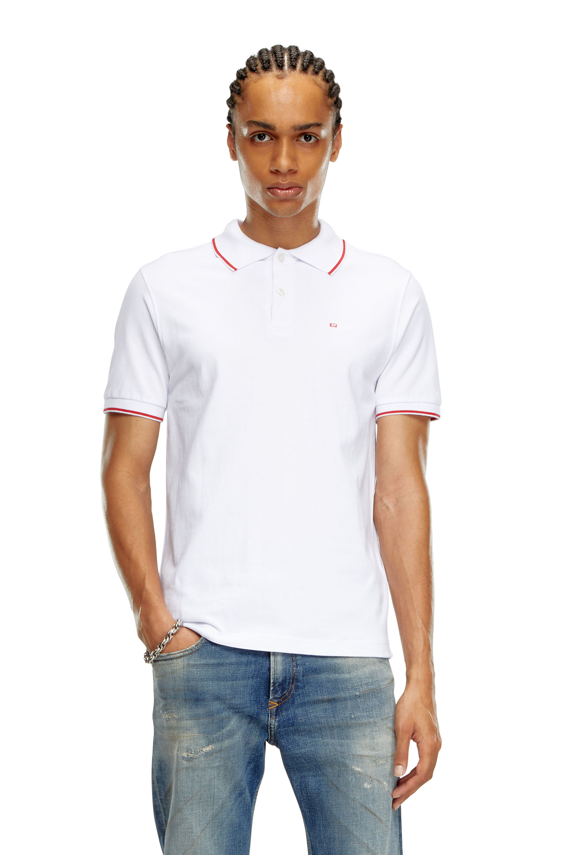 Polo avec micro broderie Diesel Homme Blanc Diesel