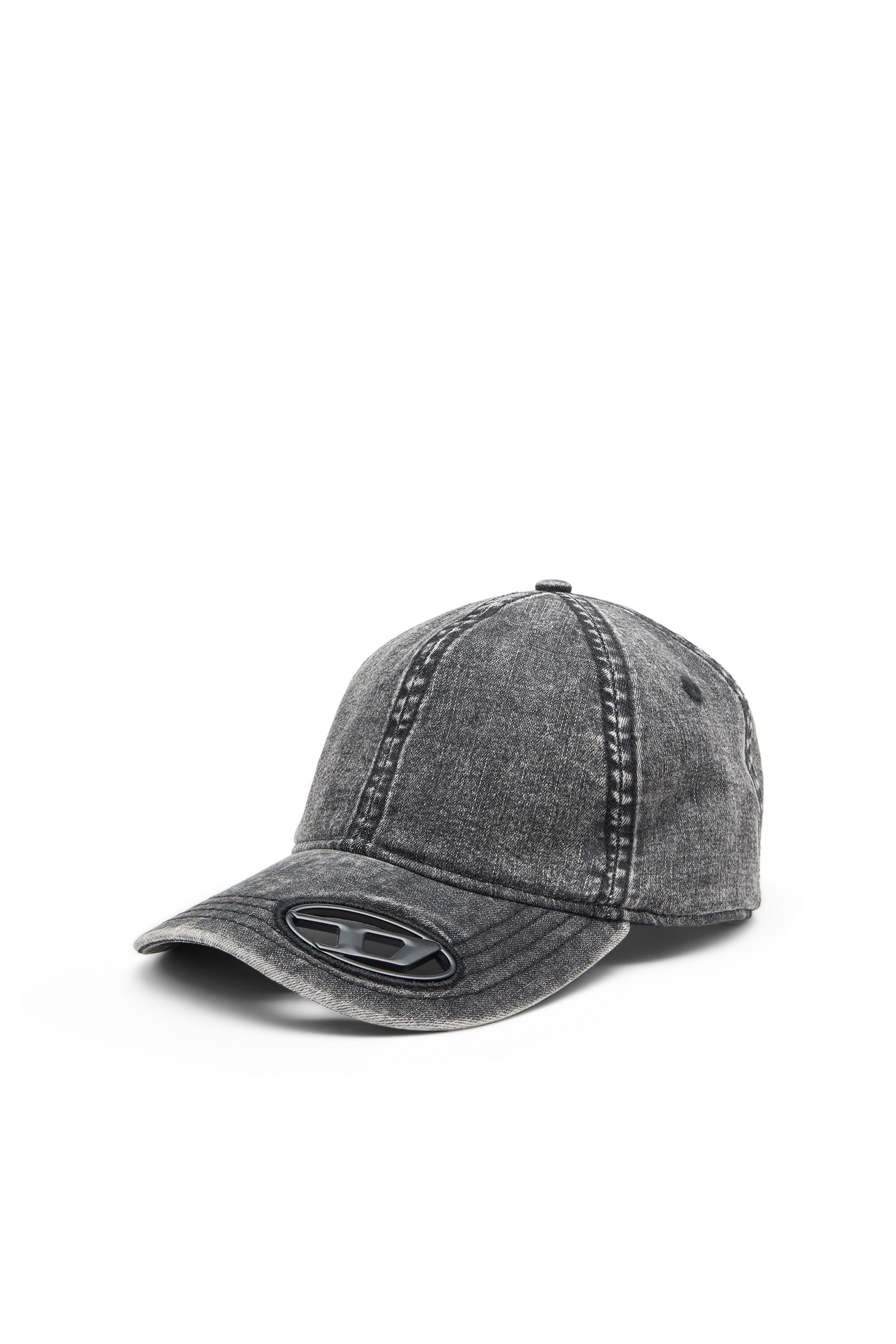 Diesel - C-AP-HOSHI, Casquette de baseball en denim avec ferrure Oval D Homme in Noir - 1