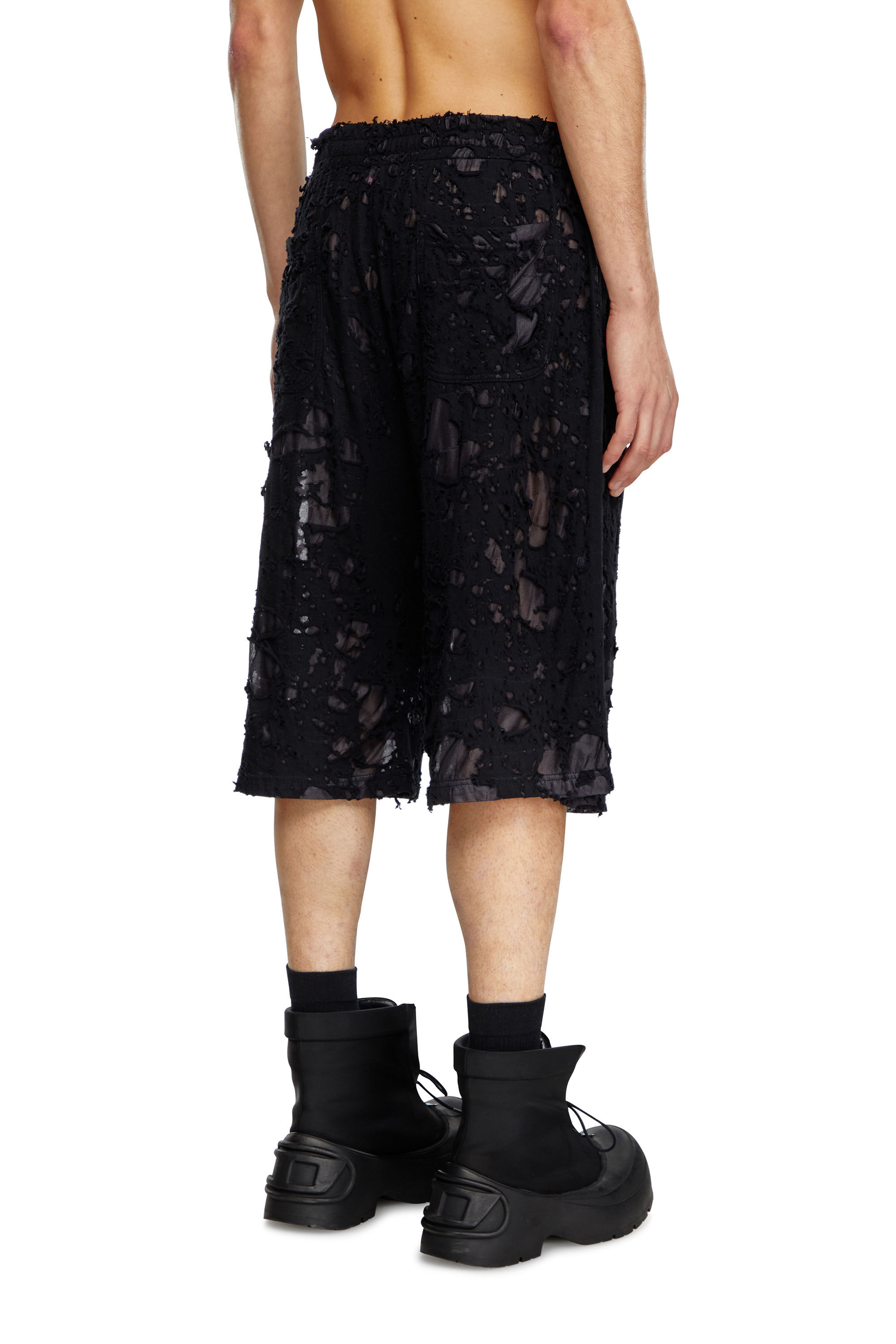 Diesel - P-WO-POCK, Short superposé avec finition dévorée Homme in Noir - 4