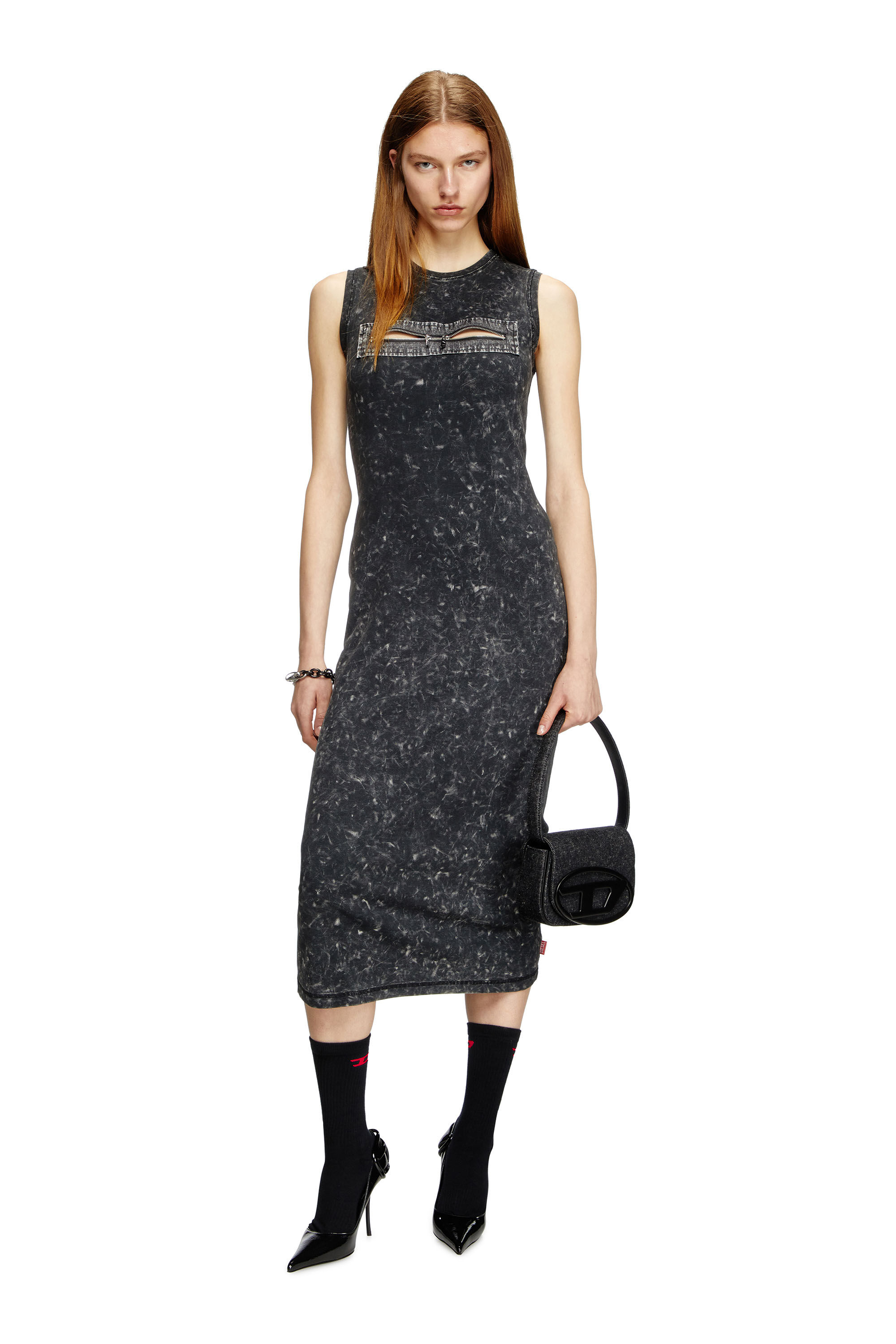 Diesel - D-PRA, Robe sans manches avec détail zippé Femme in Noir - 1