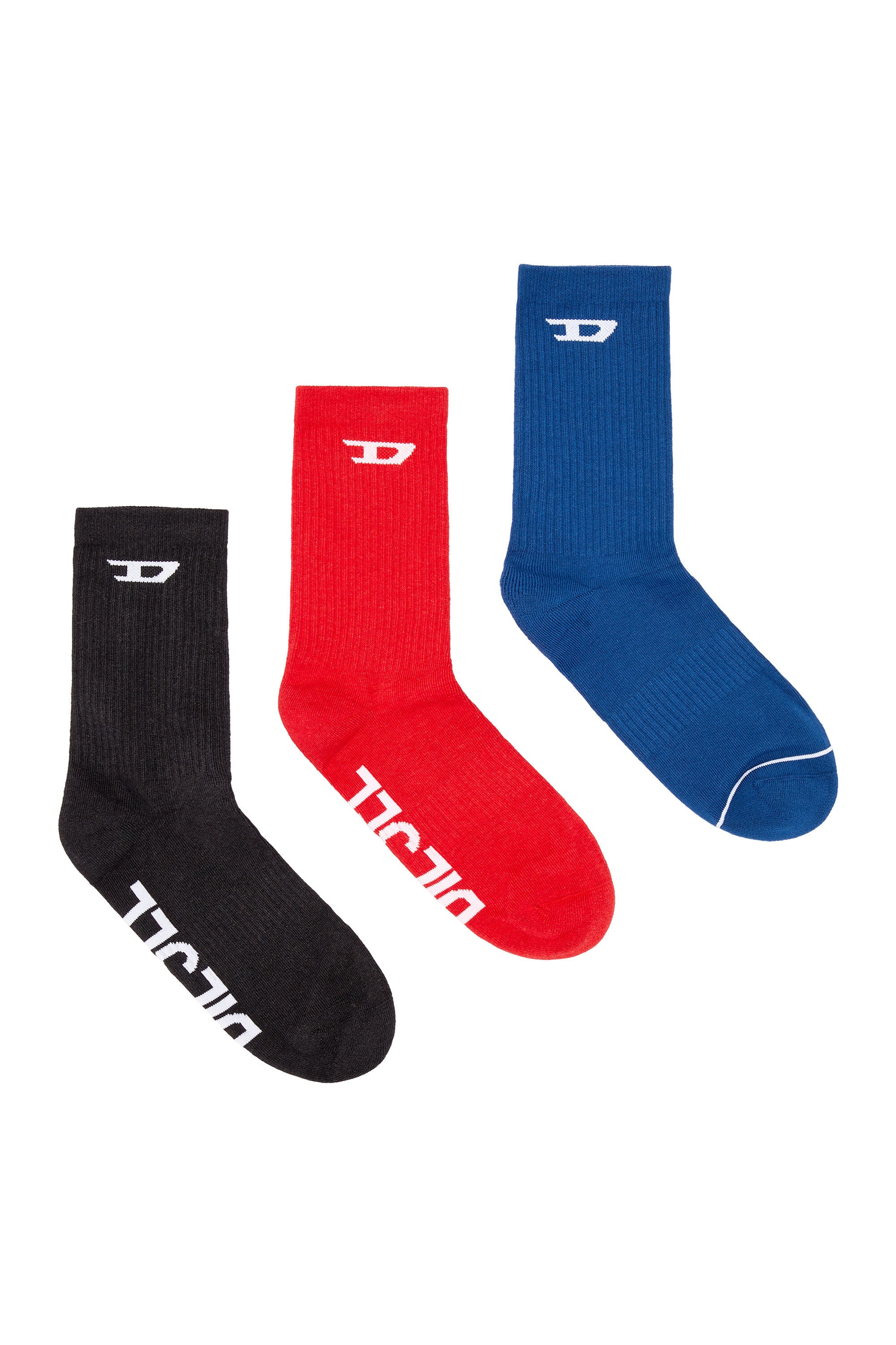 Diesel - SKM-RAY-THREEPACK, Man Three-pack socks with jacquard D in Multicolor - Image 1