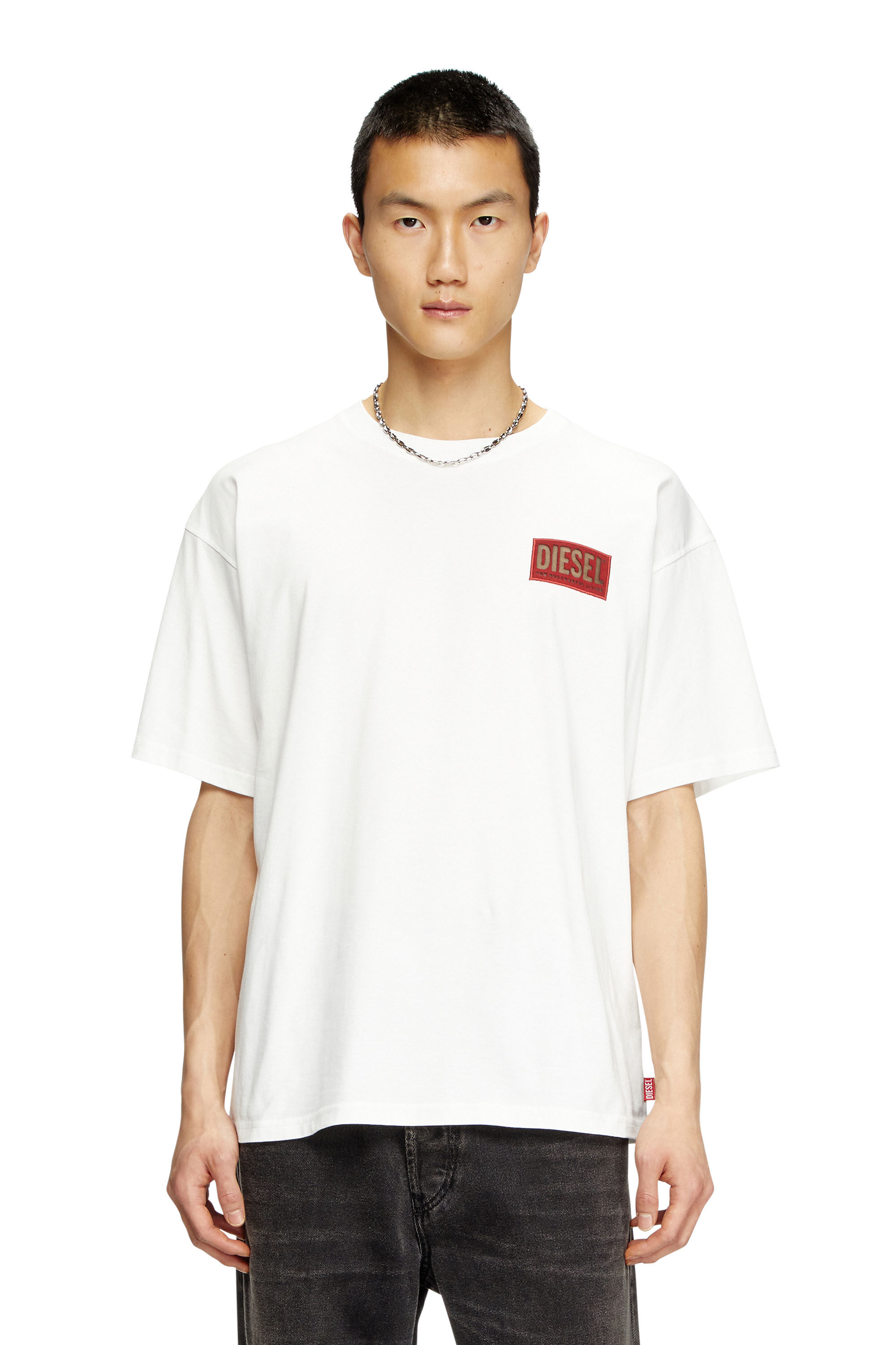 Diesel - T-BOXT-R31, T-shirt avec empiècement à logo Homme in Blanc - 3