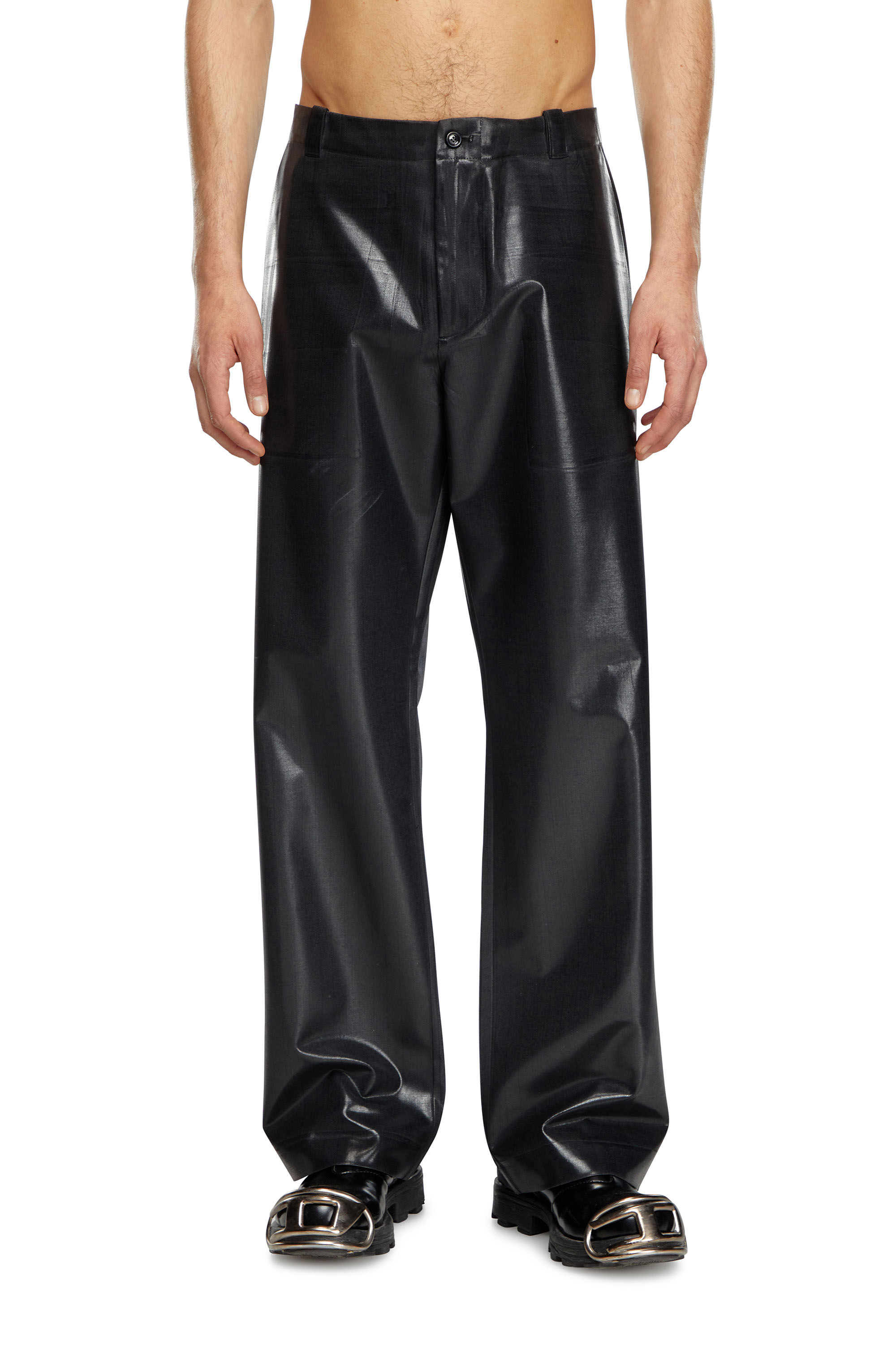 Diesel - P-STANLEY, Homme Pantalon à fines rayures avec devant enduit in Noir - Image 3
