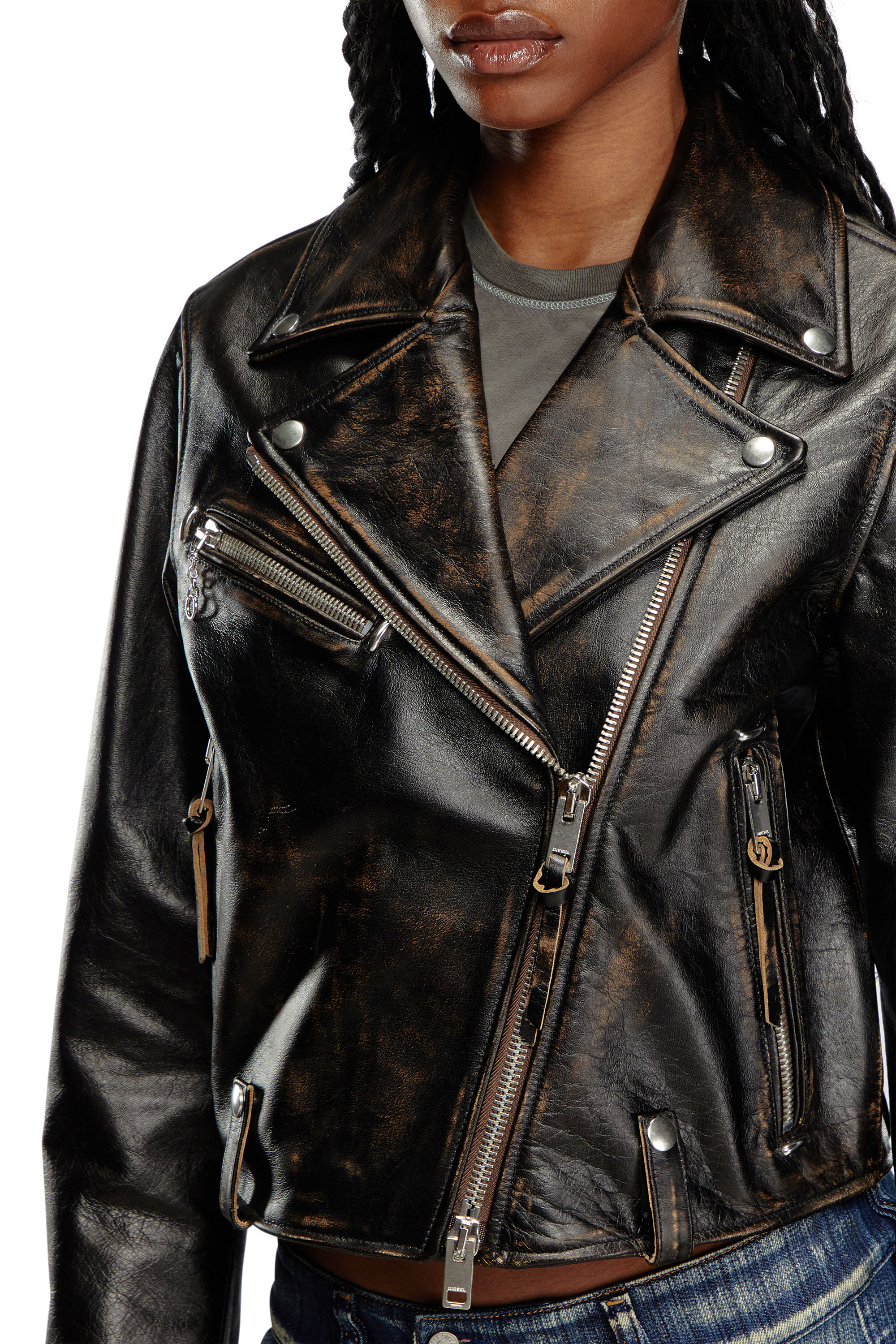 Veste en cuir traite femme Diesel L EDMEA CL