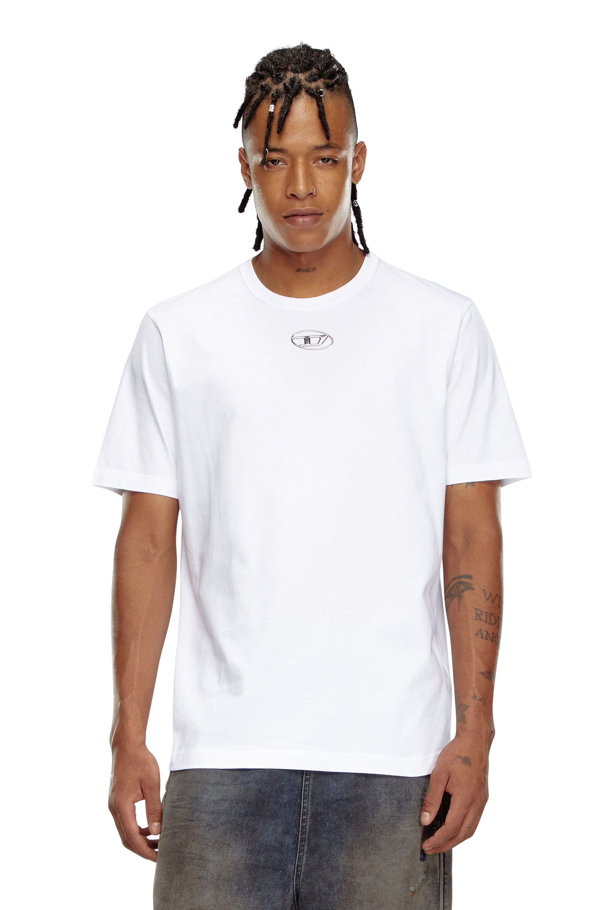 Diesel - T-JUST-OD, T-shirt avec logo moulé par injection Homme in Blanc - 3