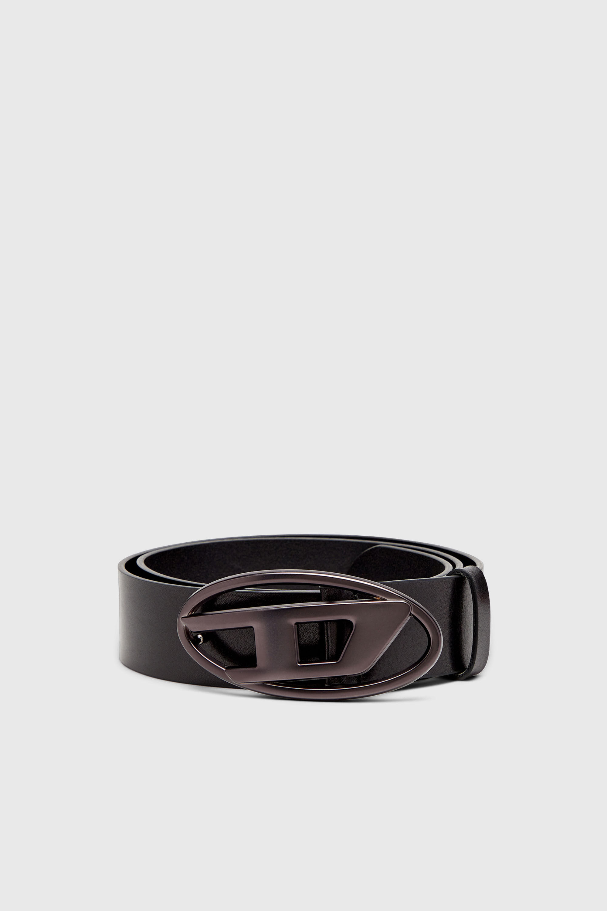 Diesel - B-1DR, Ceinture 3.9 cm en cuir avec boucle Oval D m&eacute;tallis&eacute;e Mixte in Noir - 1