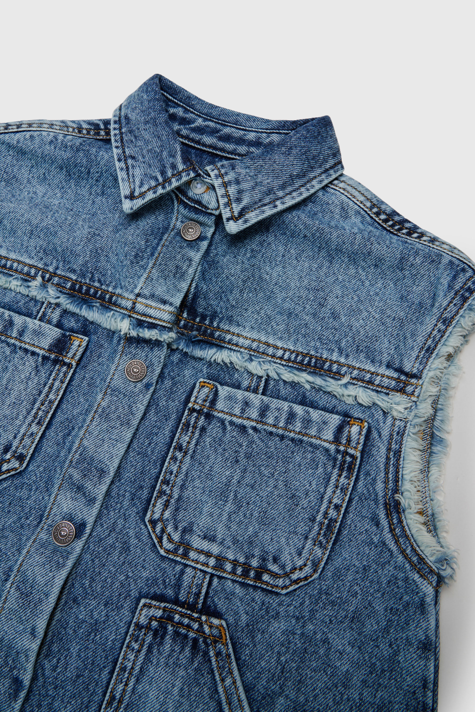 Diesel - DELKA, Robe-chemise sans manches en denim effet marbre Femme in Bleu - 3