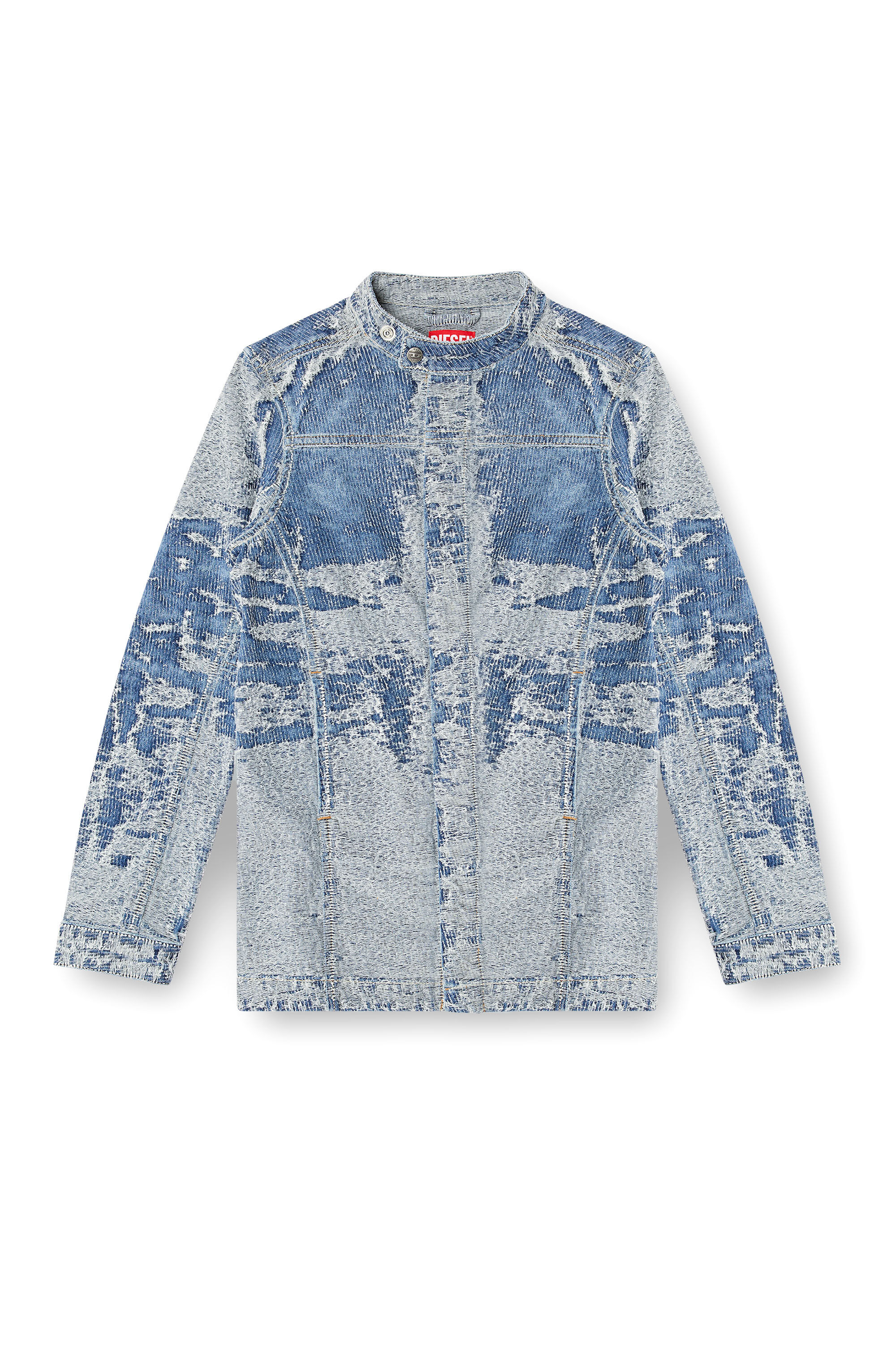 Diesel - DE-MOR-S1, Veste en denim jacquard effet vieilli Femme in Bleu - 2