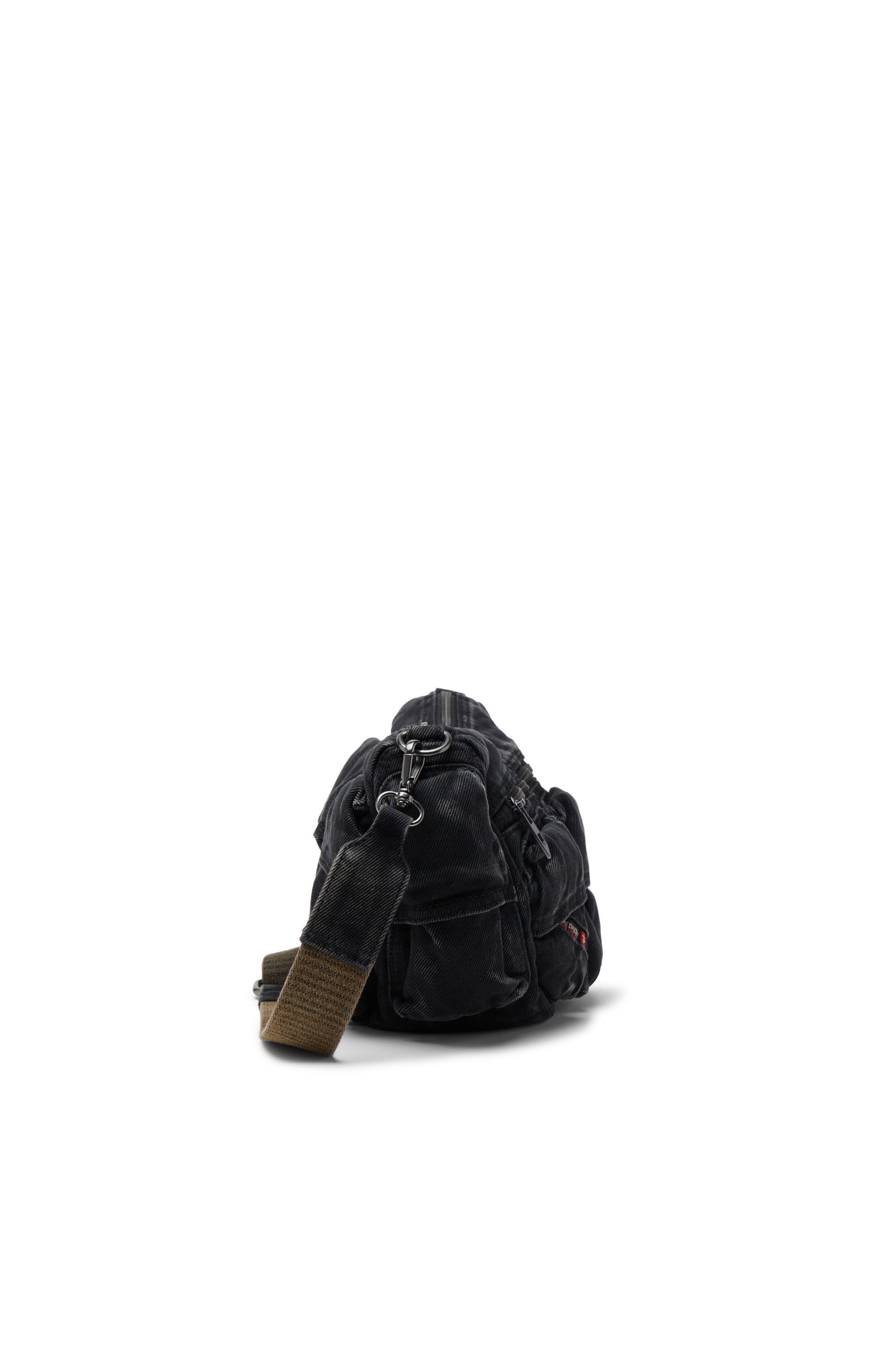 Diesel - MULTI-PKTS SHOULDER BAG X, Multi-Pkts-Sac multipoches en denim délavé Mixte in Noir - 4