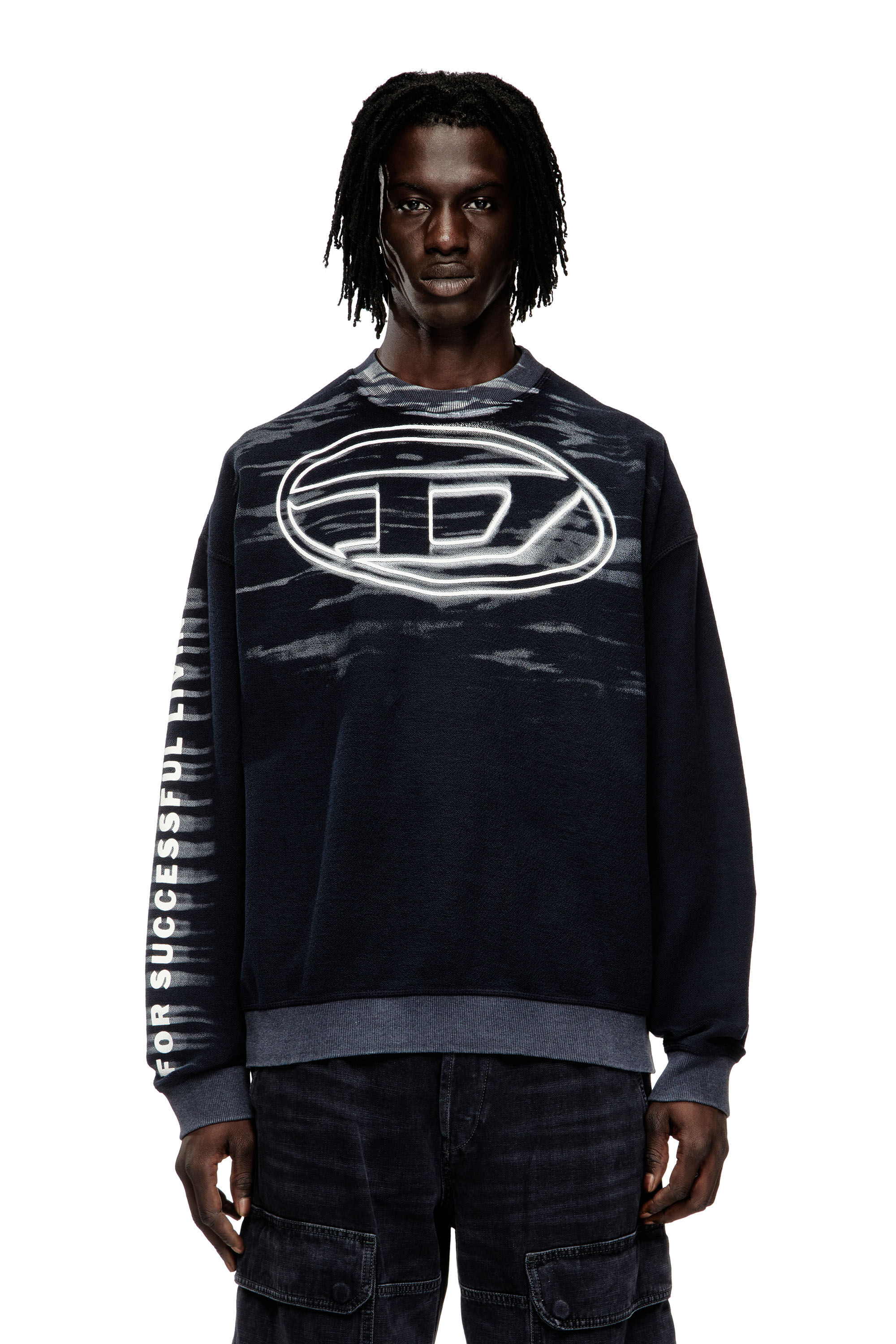 Diesel - S-BOXT-T1, Sweat en coton avec imprimé Oval D Homme in Bleu - 3