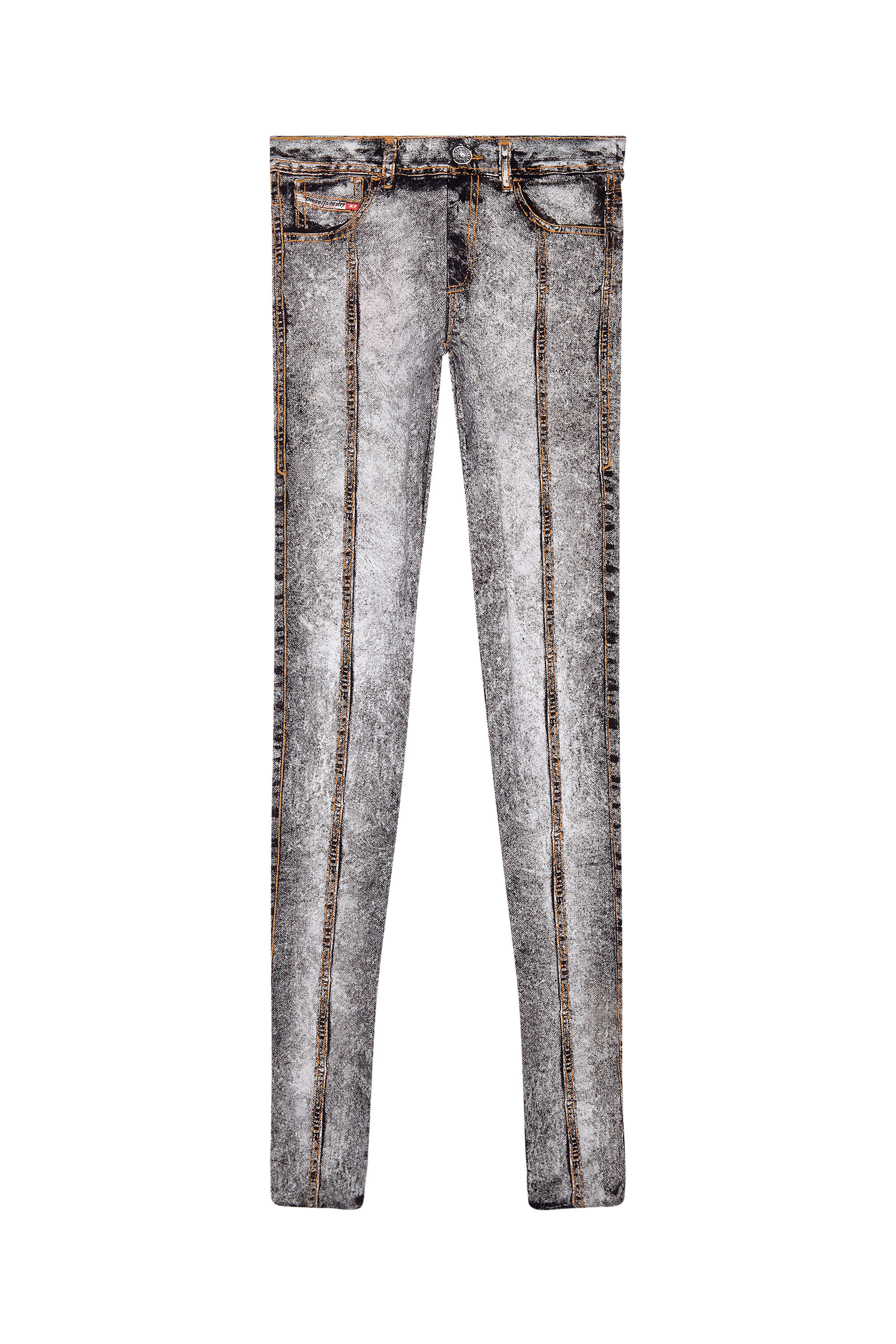 Diesel - P-KOLL-N1, Woman's Stretch nylon tights with denim print in Violet/Blue - 2