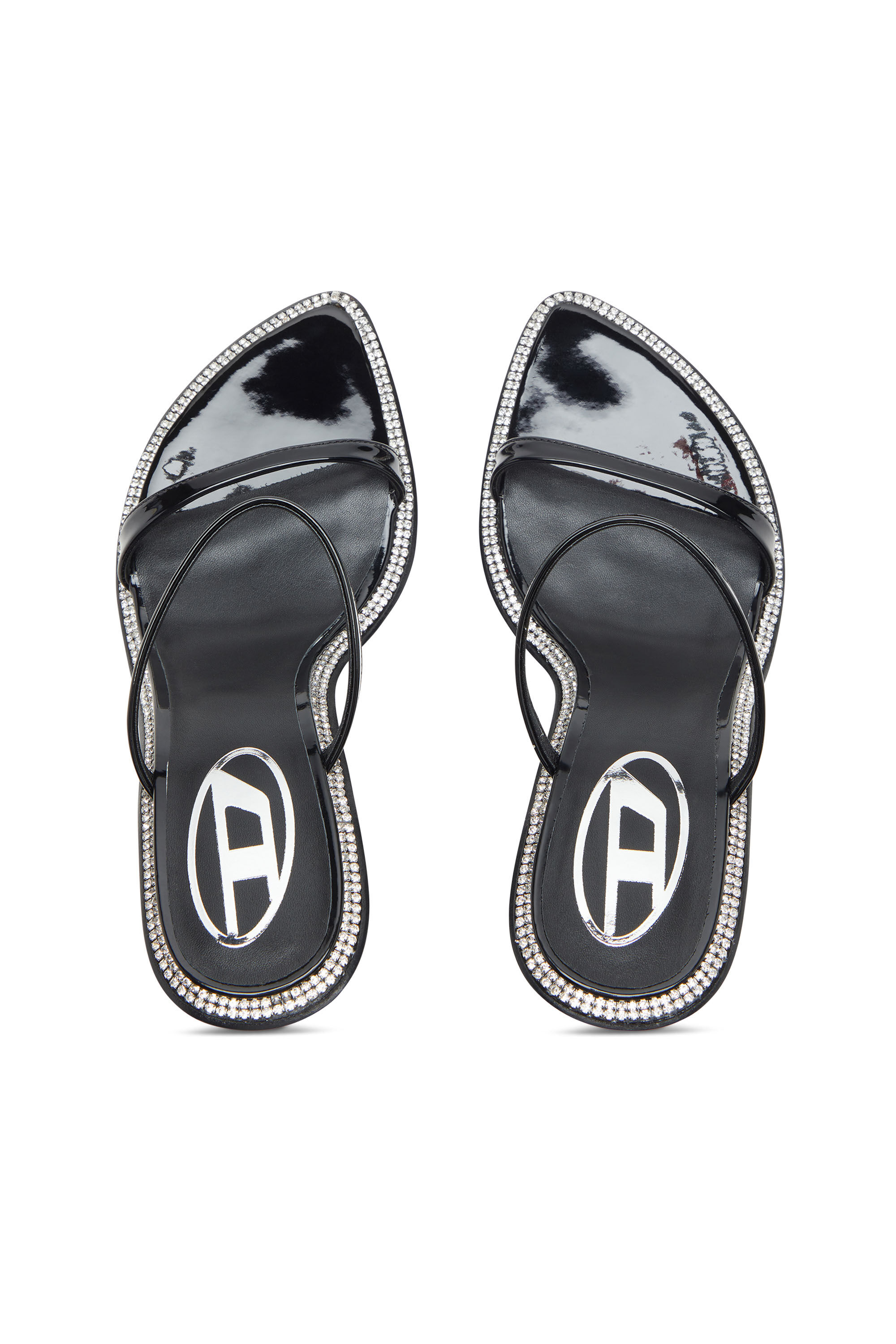 Diesel - D-HAVANNA SDL, D-Havanna-Mules à brides en cuir verni avec cristaux Femme in Noir - 5