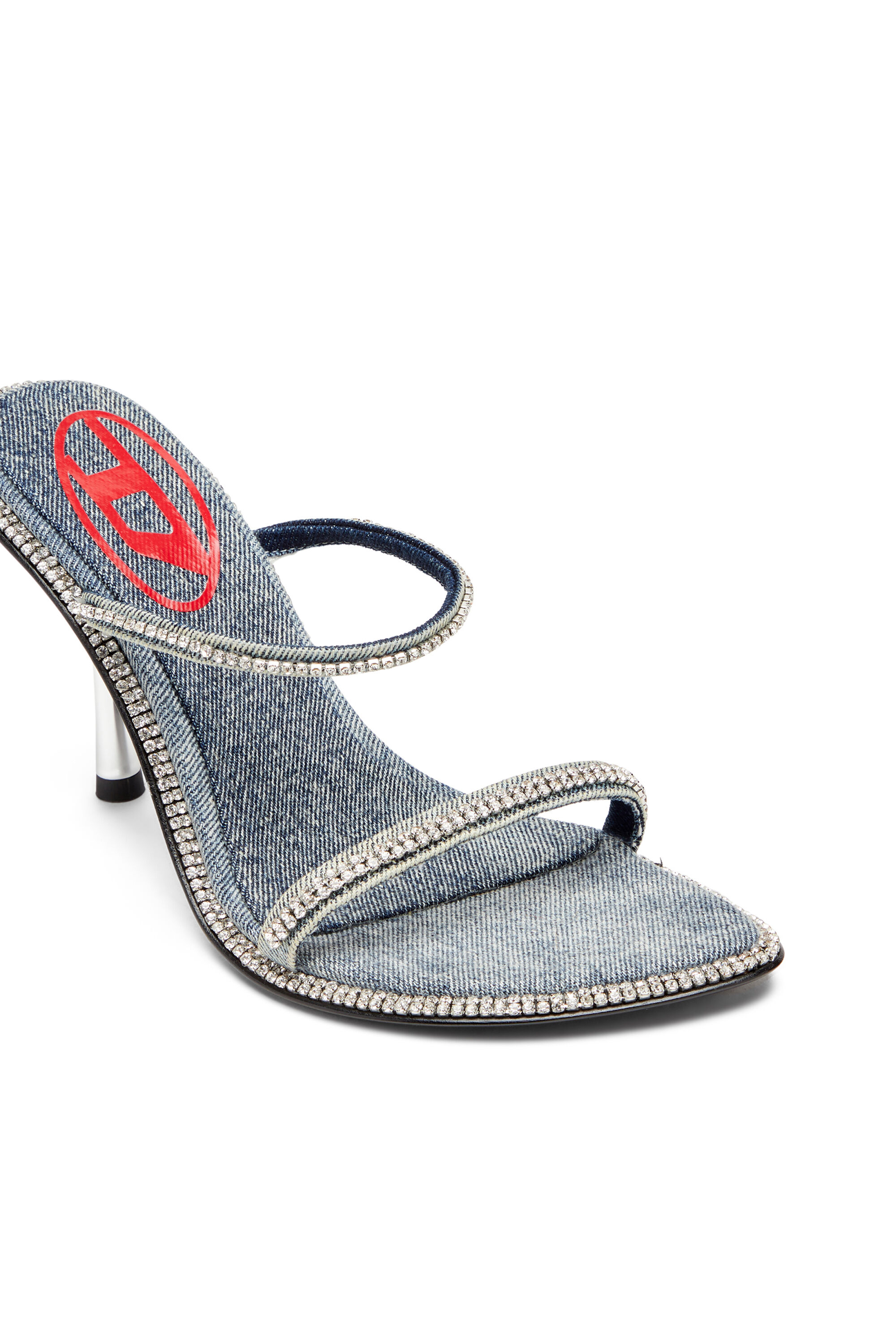 Diesel - D-HAVANNA SDL, D-Havanna-Mules à talons en denim avec cristaux Femme in Bleu - 4