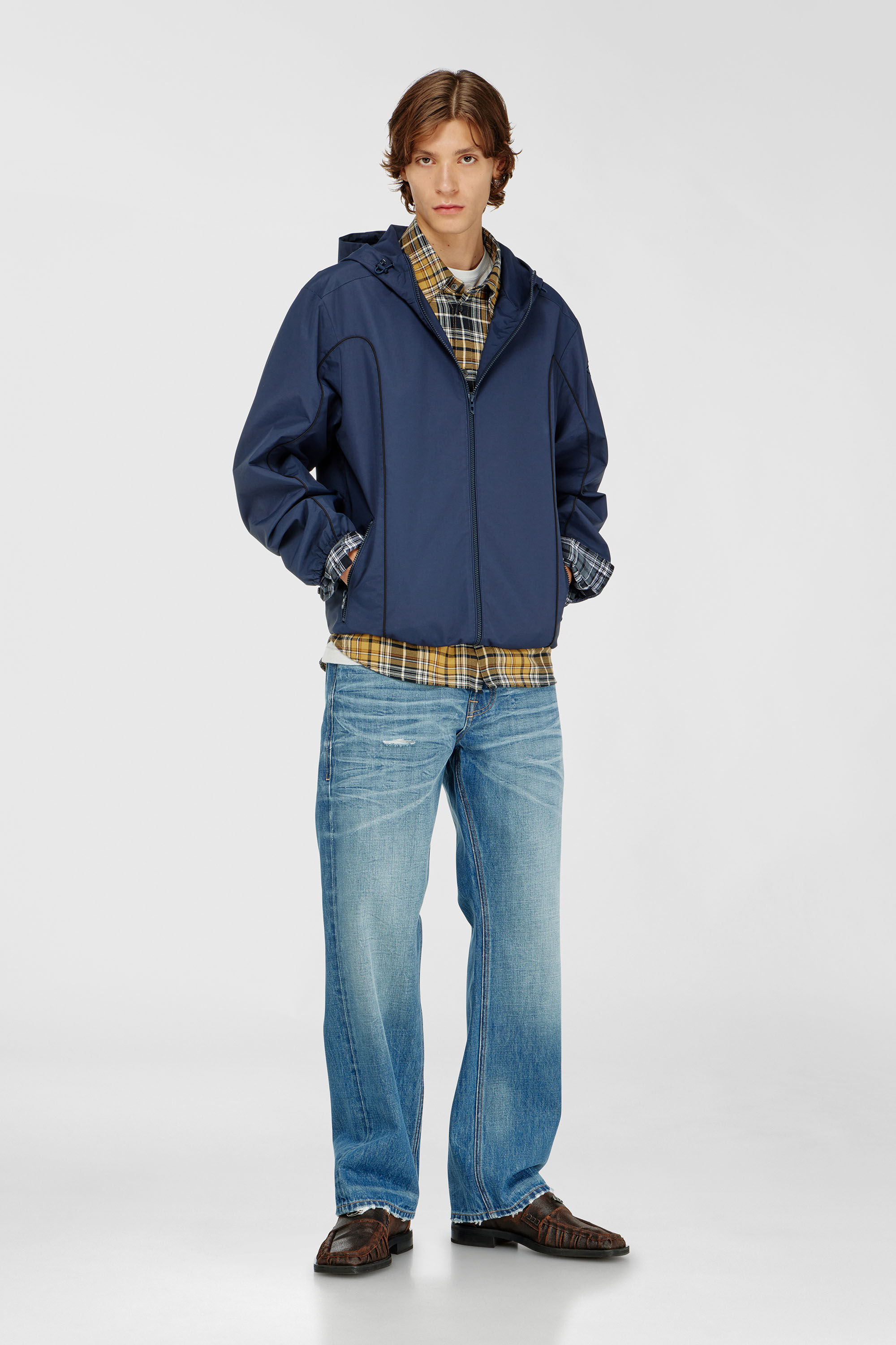 Diesel - J-HIVES-WRD, Coupe-vent avec passepoil contrast&eacute; Homme in Bleu - 1